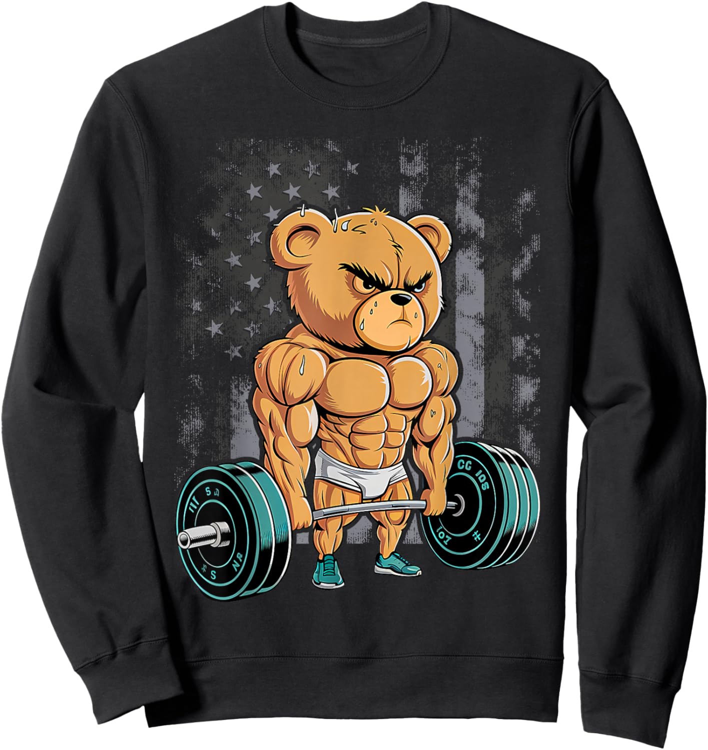 Bear Bodybuilder Bodybuilding Muscle Gym Weightlifting Bear Sweatshirt - Sweatshirt | Black