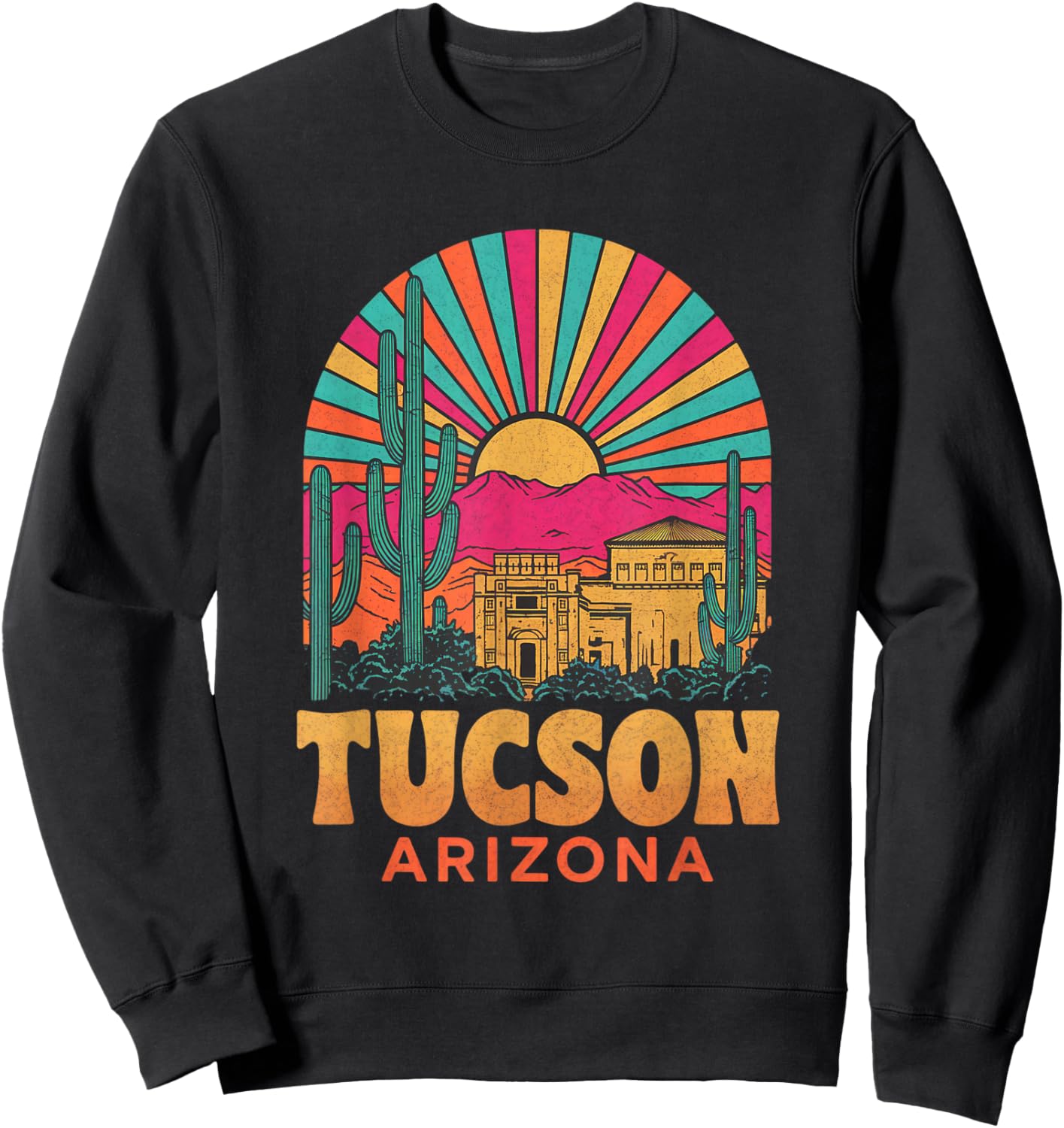 Vintage Tucson Arizona Desert Sunset Skyline Cityscape Sweatshirt - Sweatshirt | Black