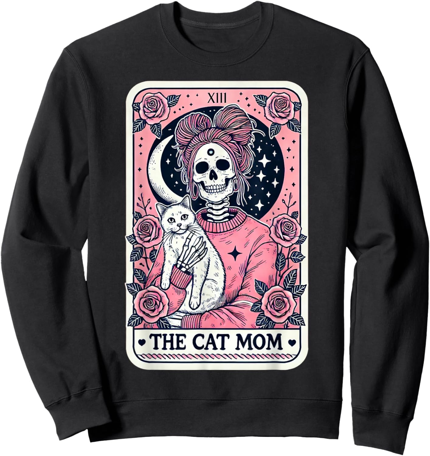The Cat Mom Tarot Card: Mothers Day Cat Lover Men Women Sweatshirt - Sweatshirt | Black