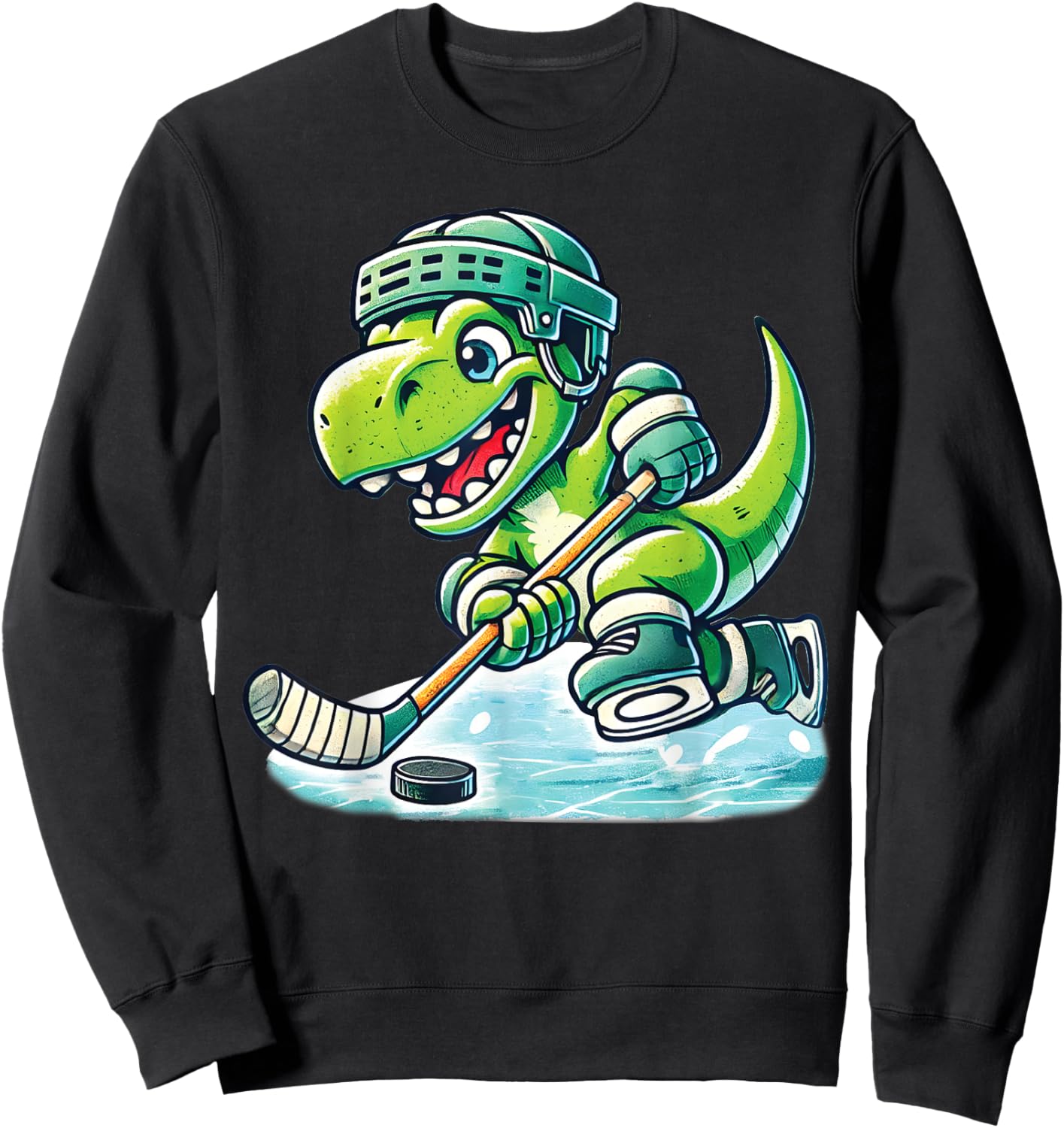 Hockeysaurus Dinosaur Ice Hockey Trex Kids Boys Ice Hockey Sweatshirt - Sweatshirt | Black
