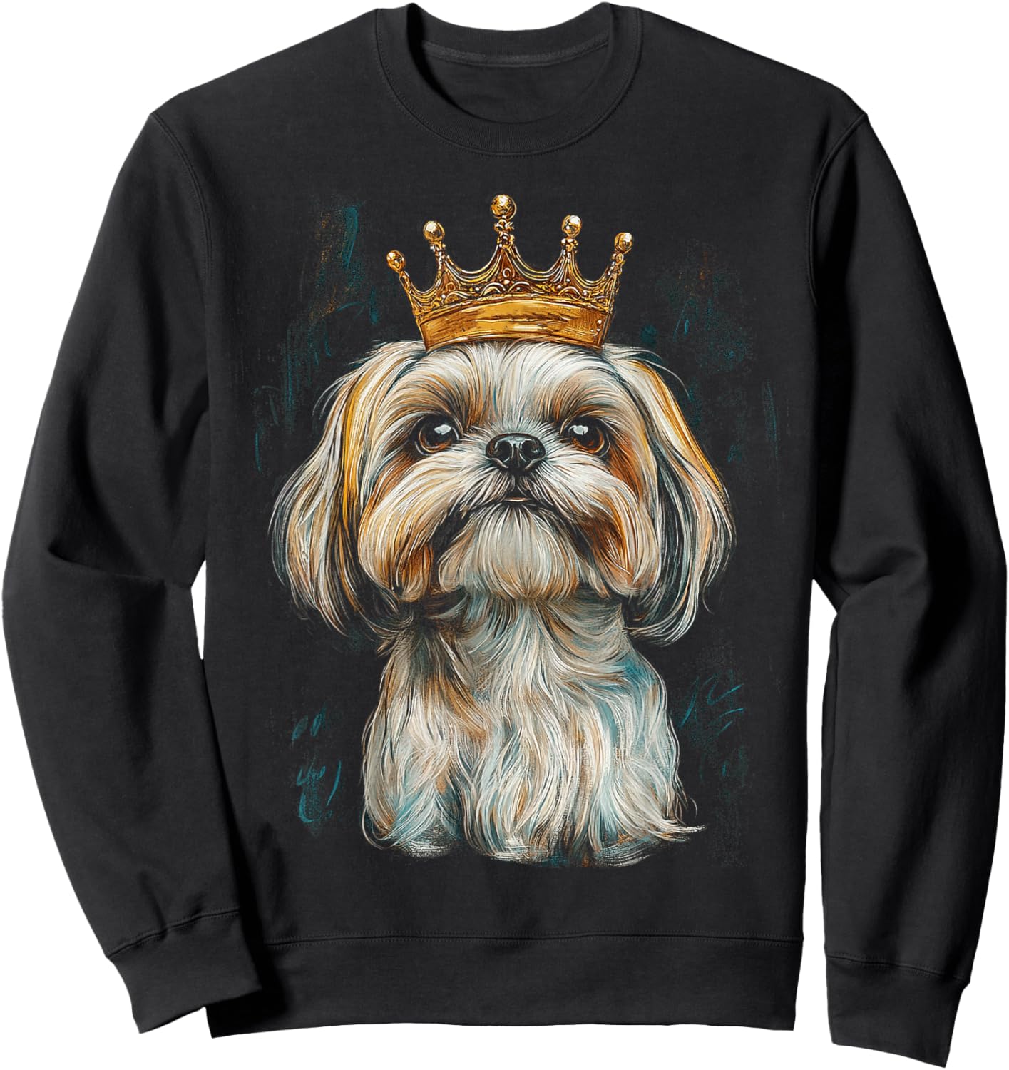 Shih Tzu Dog Motif Pet Illustration Shih Tzu Sweatshirt - Sweatshirt | Black