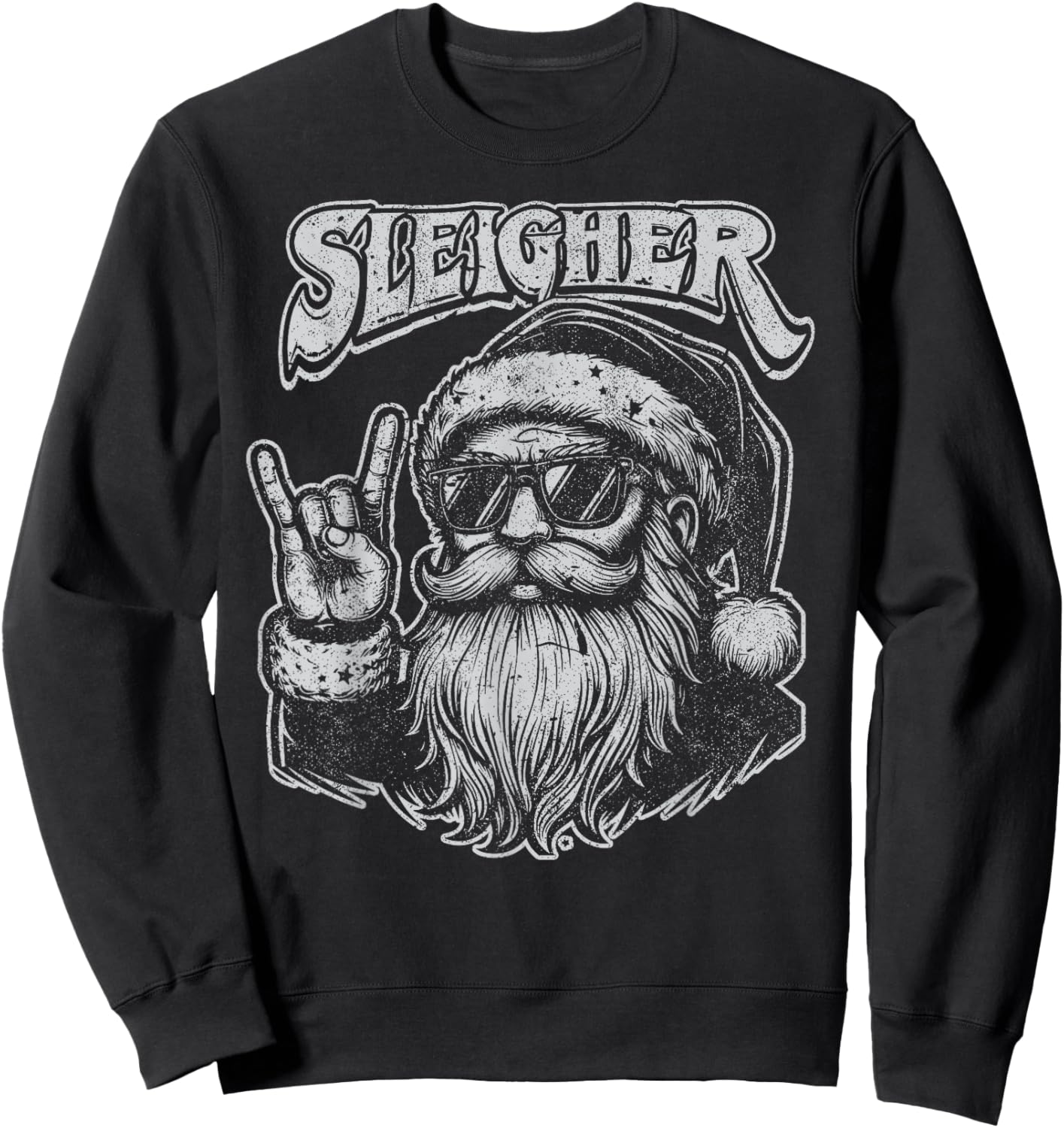 Christmas Sleigher Santa Rock Xmas Rocker Men Women Kids Boy Sweatshirt - Sweatshirt | Black