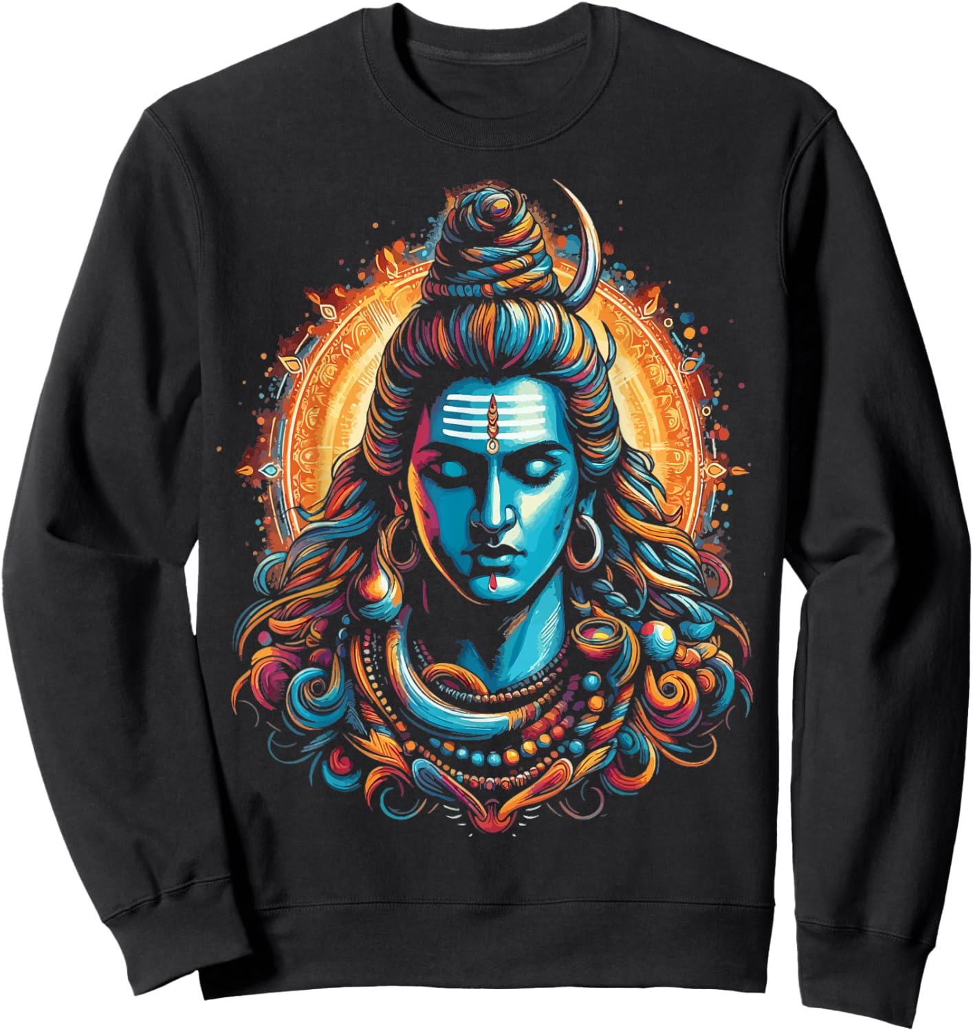 Lord Shiva Hindu God Mahadeva Trident Hinduism Devotee Sweatshirt - Sweatshirt | Black