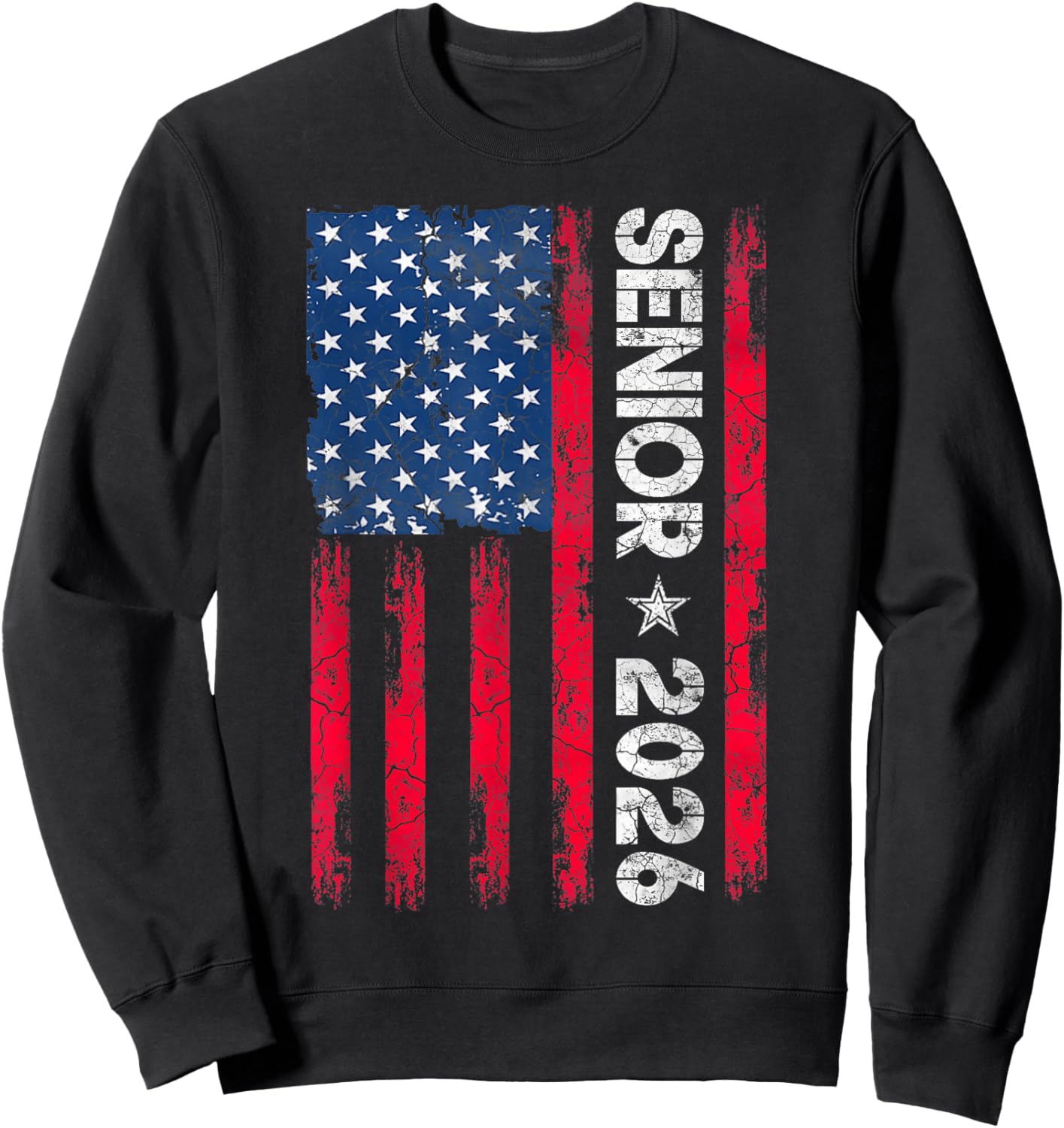 Senior Class of 2026 Back to High School American USA Flag Sweatshirt - Sweatshirt | Black