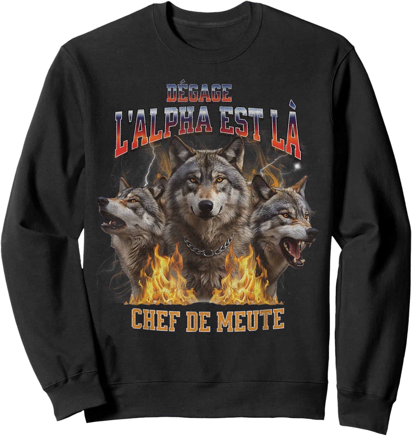 Loup Alpha Bootleg Chef de Famille Cadeau Homme fête pères Sweatshirt - Sweatshirt | Black