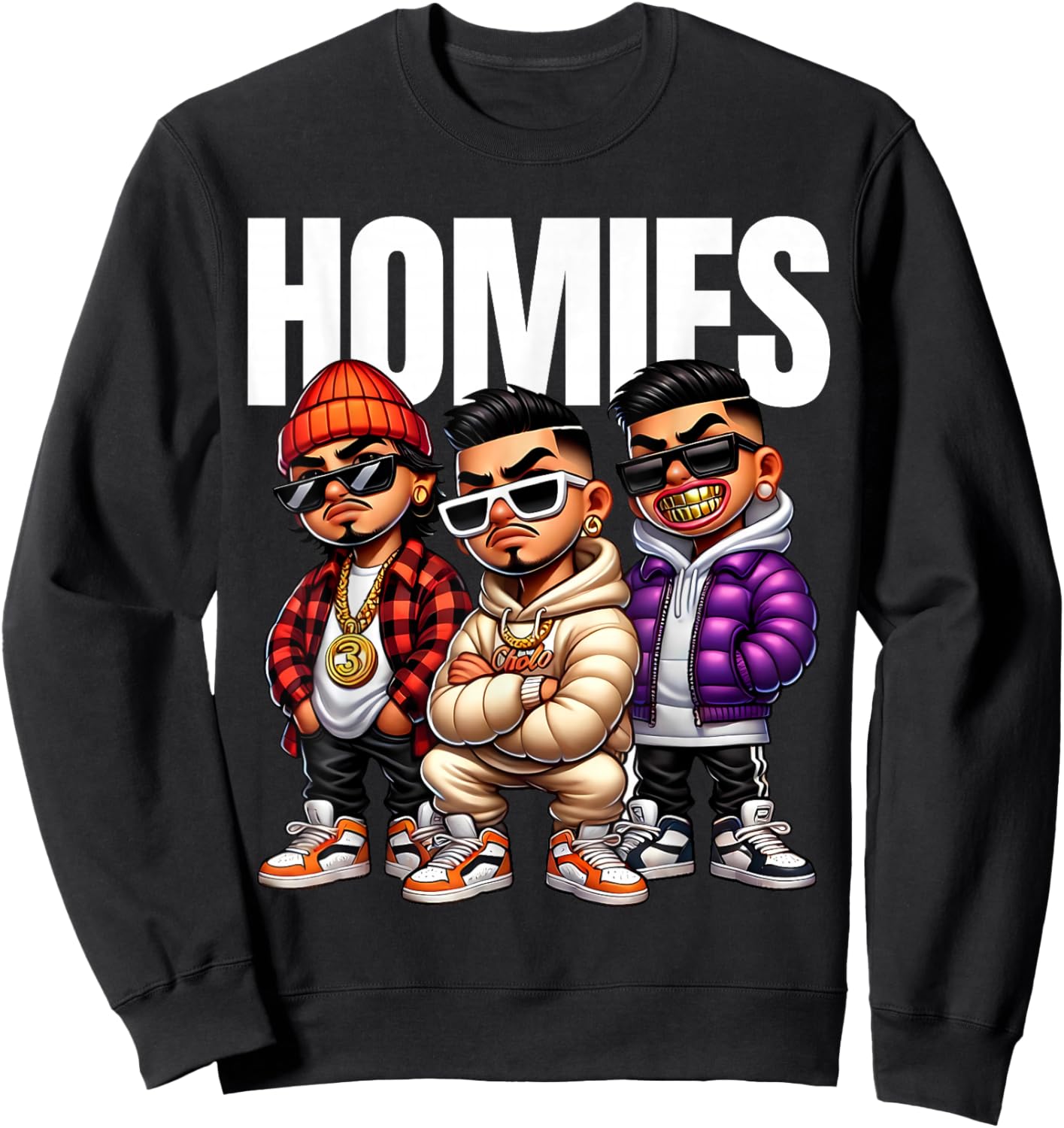 Cool Urban Cholo Cultura Chicano Latino Mexican Pride Homies Sweatshirt - Sweatshirt | Black