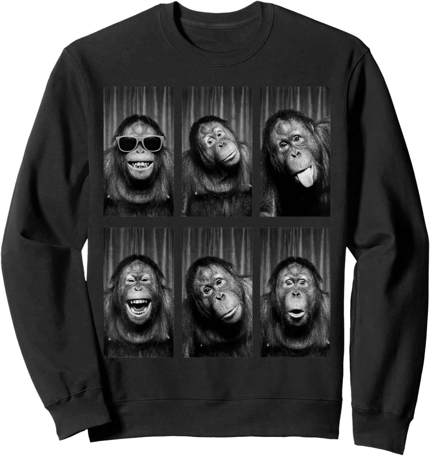Orangutan Photobooth Monkey Funny Animal Portrait Sweatshirt - Sweatshirt | Black