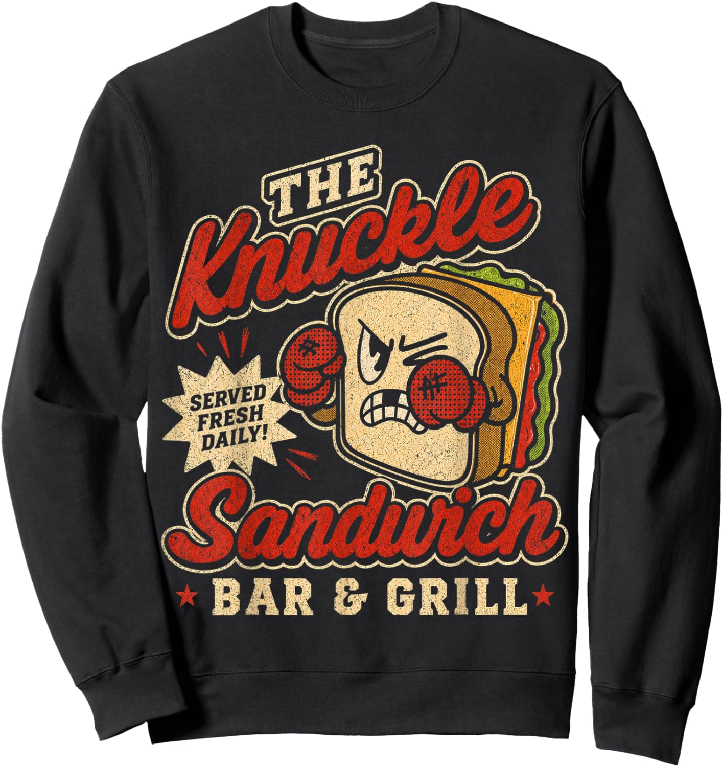 Funny The Knuckle Sandwich Bar & Grill Fighting Joke Bar Sweatshirt - Sweatshirt | Black