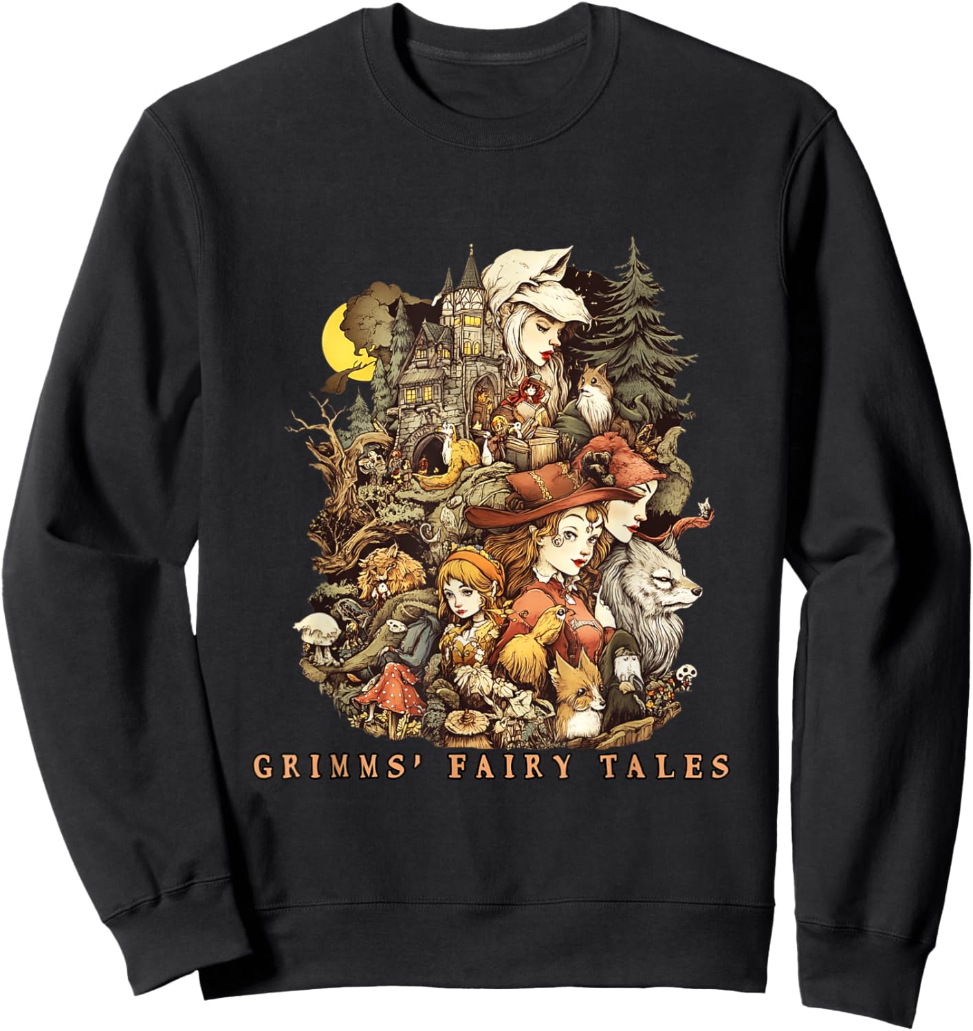 Grimms' Fairy Tales Folklore by Jacob and Wilhelm Grimm Sweatshirt - Sweatshirt | Black