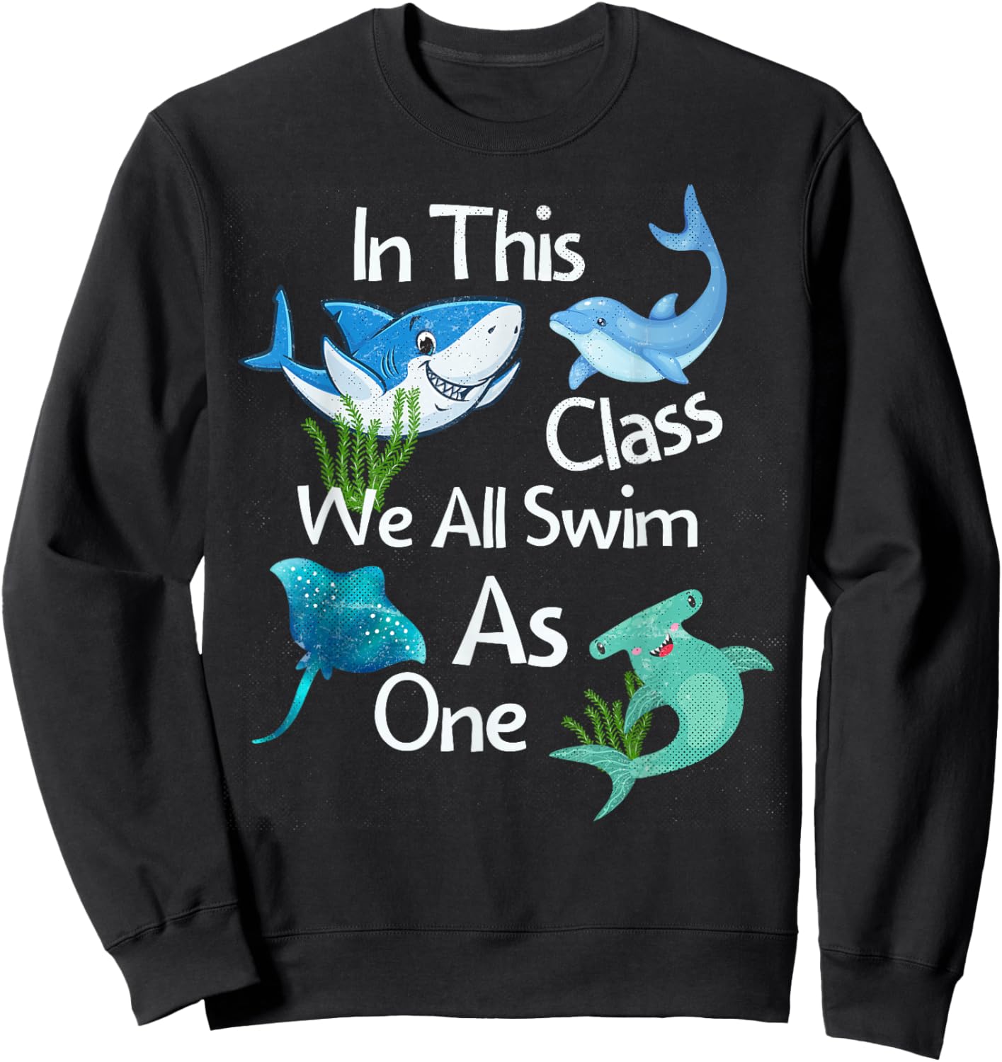 Back To School Shark Ocean Life Inclusive Elementary Teacher Sweatshirt - Sweatshirt | Black