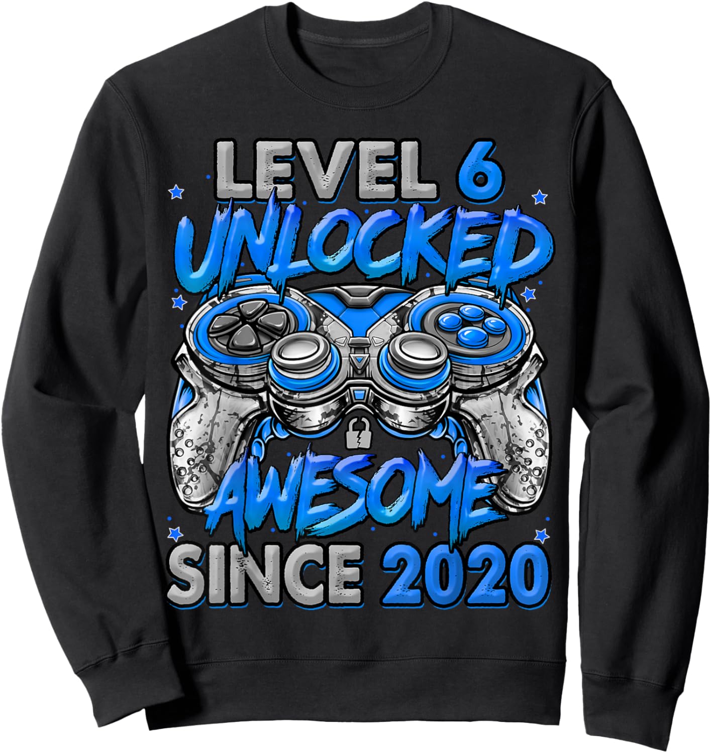 Level 6 Unlocked Awesome Since 2020 6th Birthday Gaming Sweatshirt - Sweatshirt | Black
