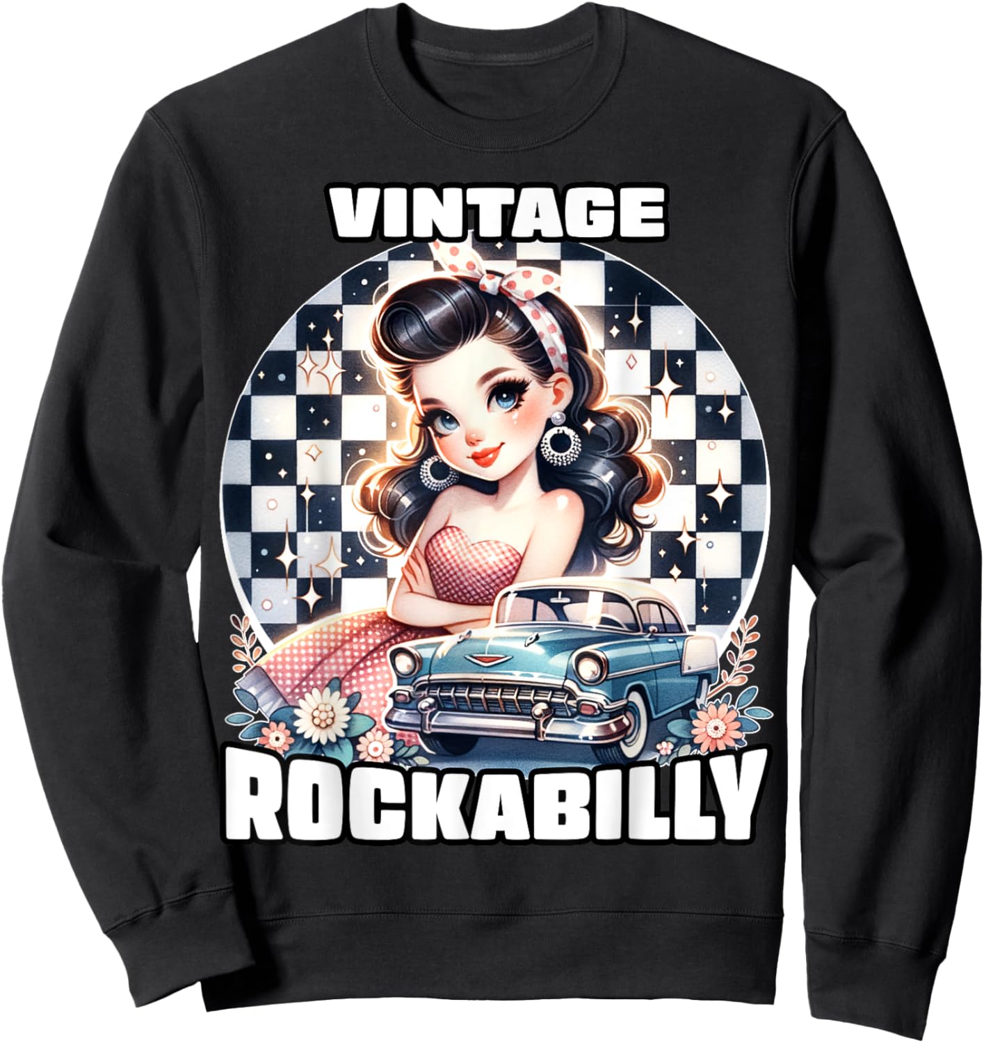 Vintage Rockabilly 50s Sock Hop Dance Doo Wop 1950s Art Sweatshirt - Sweatshirt | Black