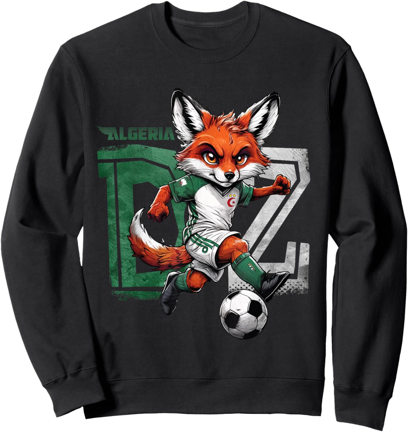 Fennec Algerian Flag Football Gift Jersey Dz Sweatshirt - Sweatshirt | Black