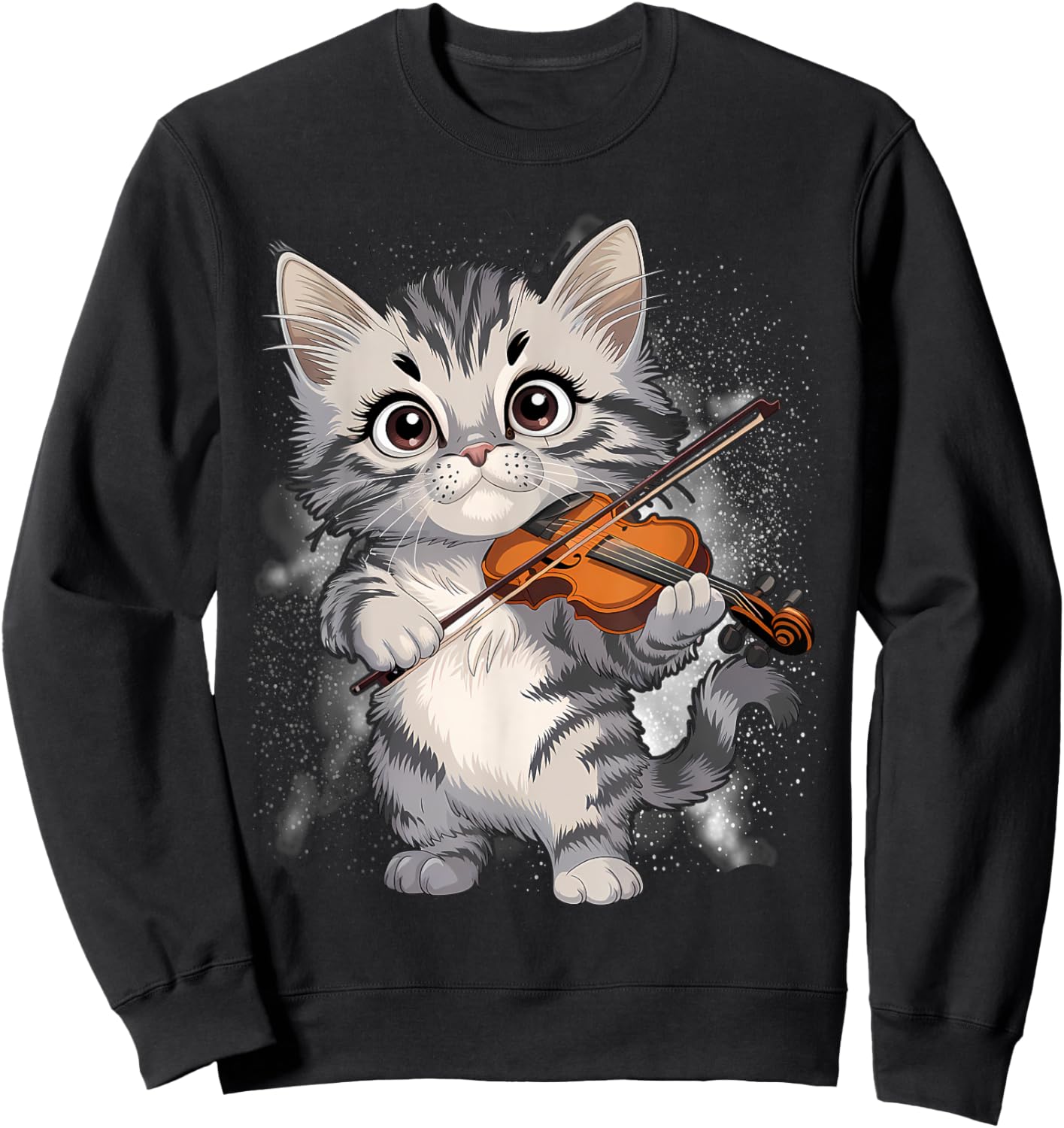 Funny Orchestra Musician Violinist Cute Cat Playing Violin Sweatshirt - Sweatshirt | Black