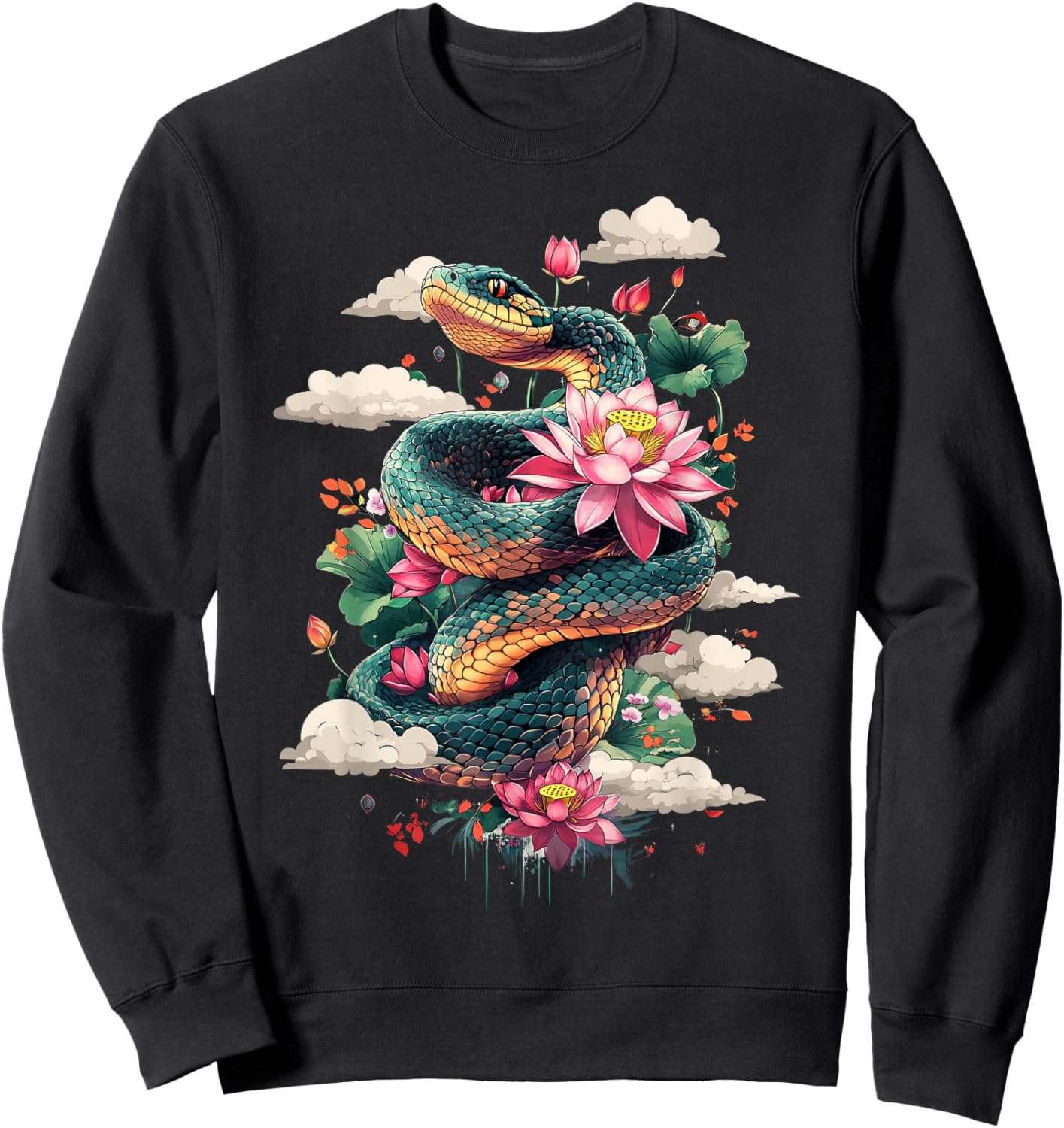 Year Of The Snake 2025 Cool Snake Graphic Art Sweatshirt - Sweatshirt | Black