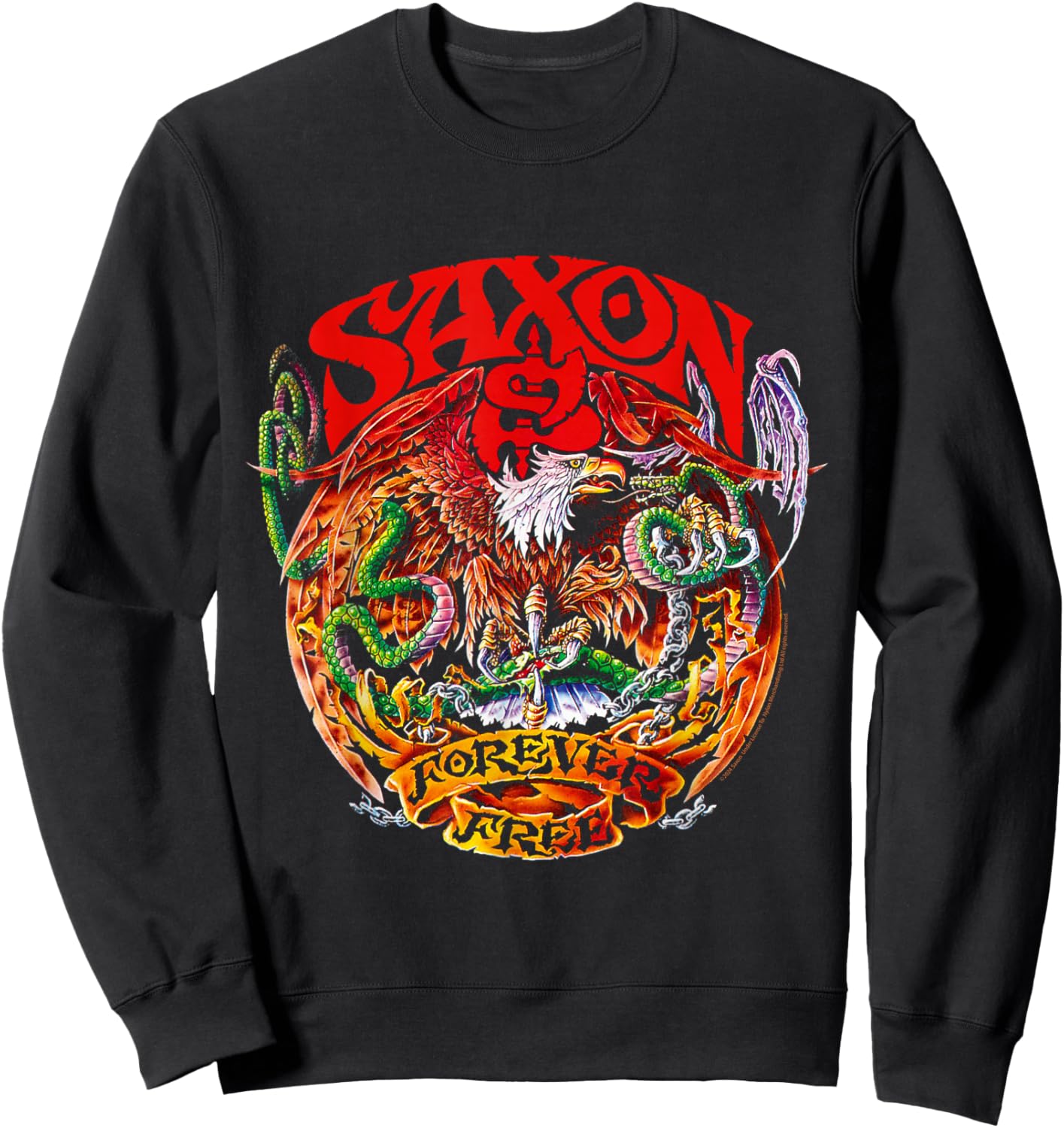 Official Saxon Heavy Metal Forever Free Album Vintage Sweatshirt - Sweatshirt | Black