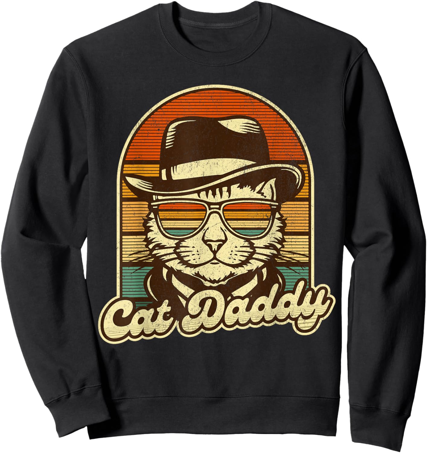 Funny Father's Day Cat Daddy Dad Papa Best Cat Dad Sweatshirt - Sweatshirt | Black