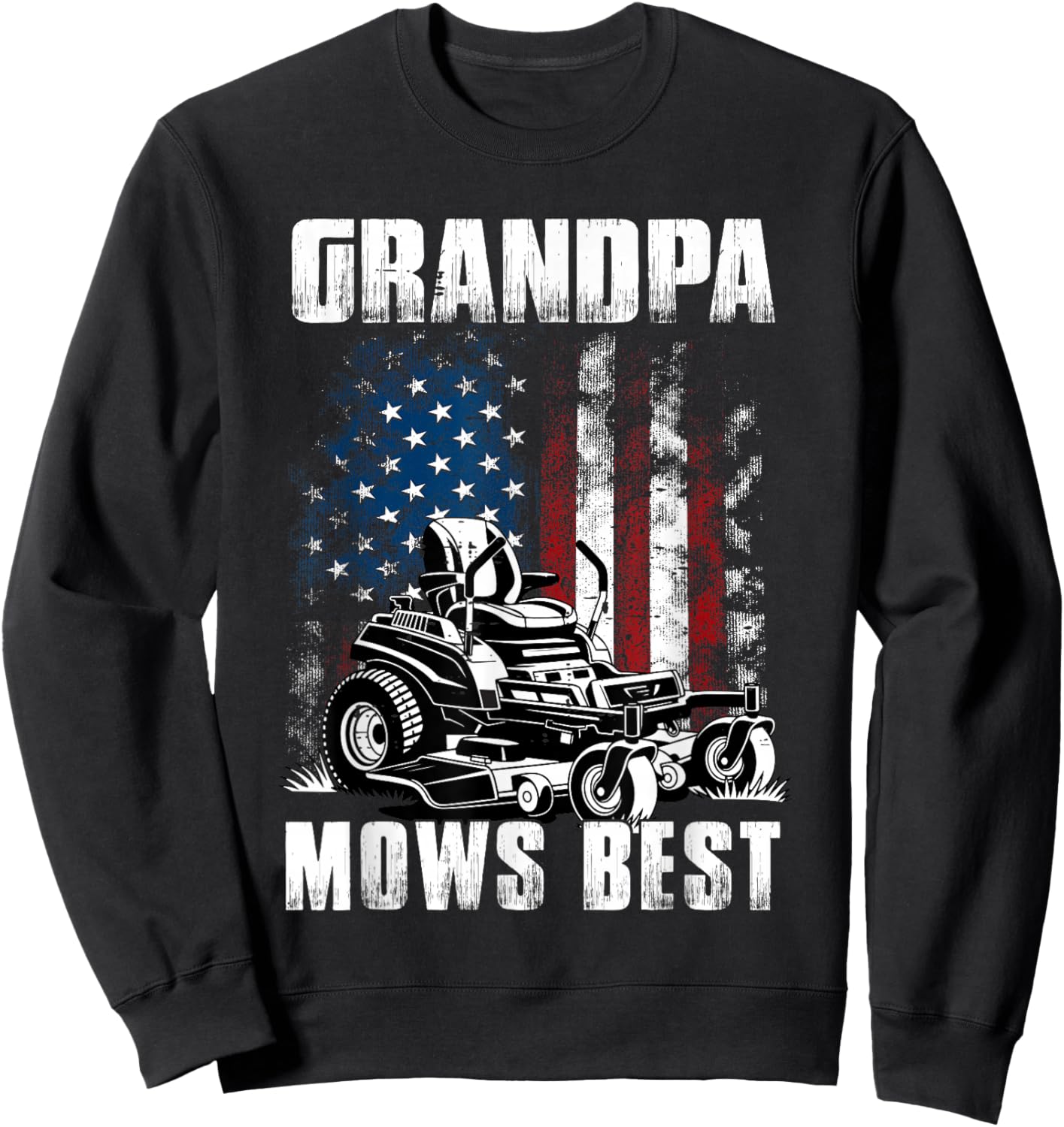 Funny Grandpa Mows Best Men Grandpa Papa Fathers Day Sweatshirt - Sweatshirt | Black