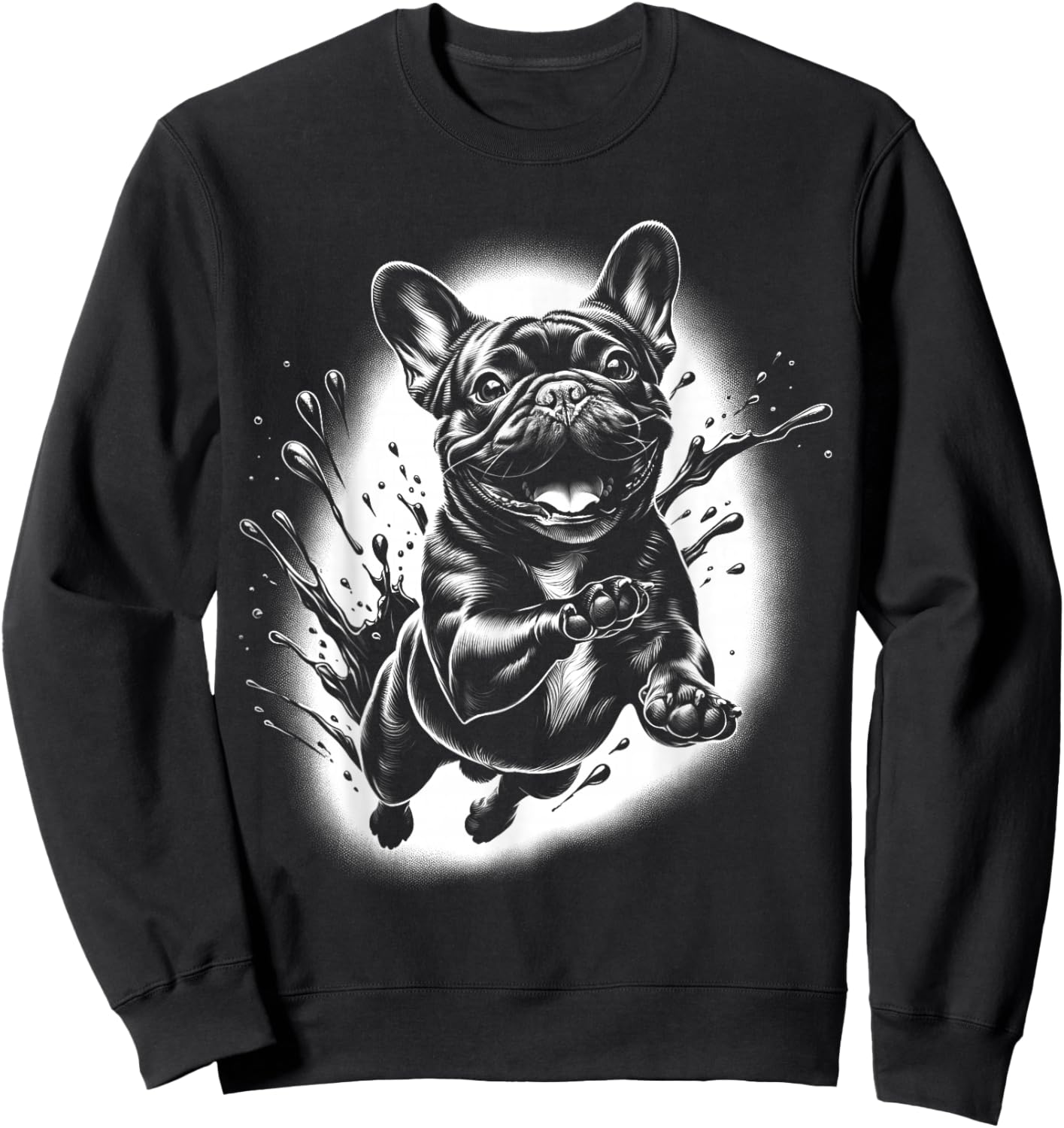 French Bulldog with Cool Paint Spots Sweatshirt - Sweatshirt | Black