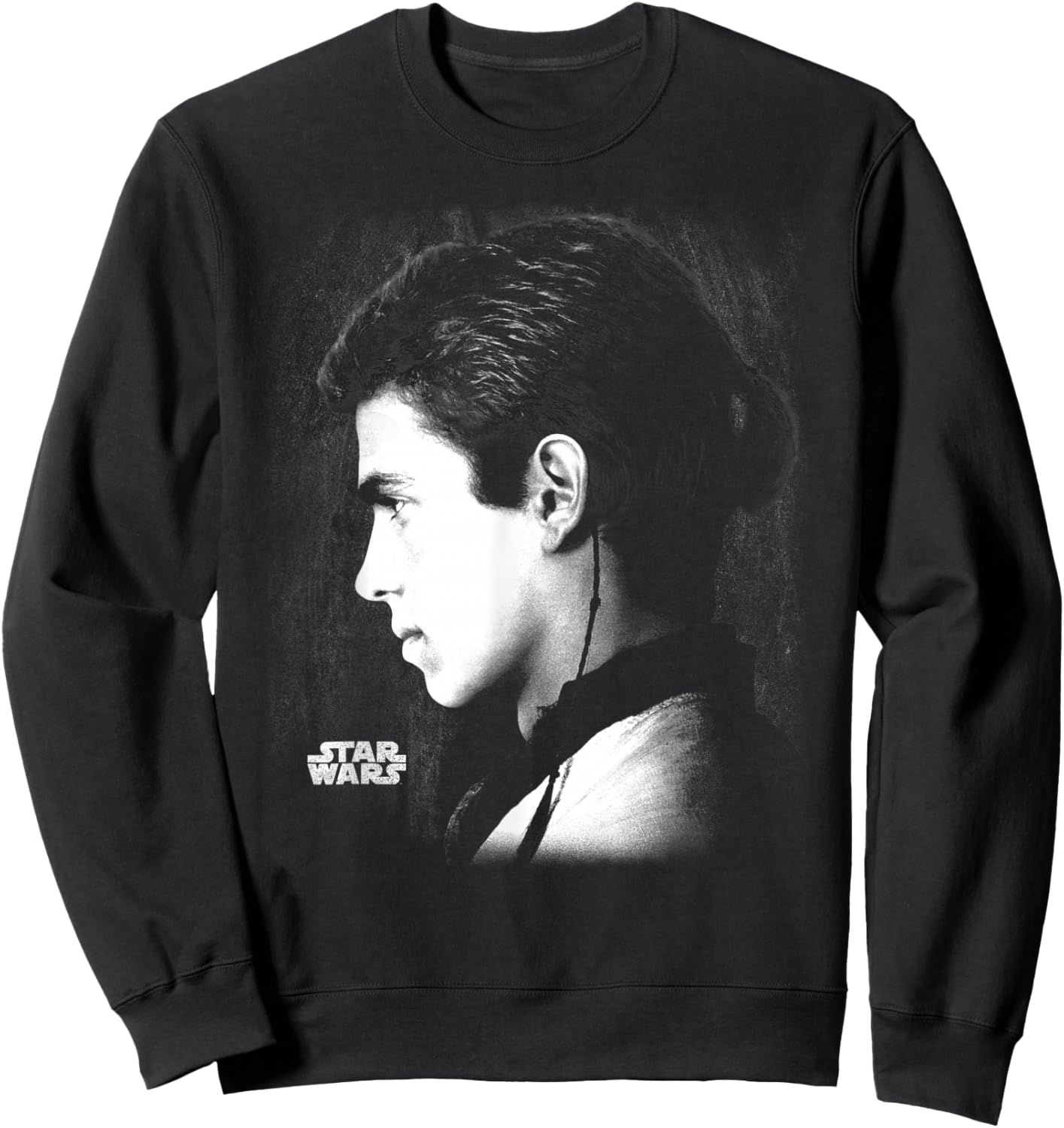 Star Wars Ep II Anakin Black & White Side Profile Portrait Sweatshirt - Sweatshirt | Black