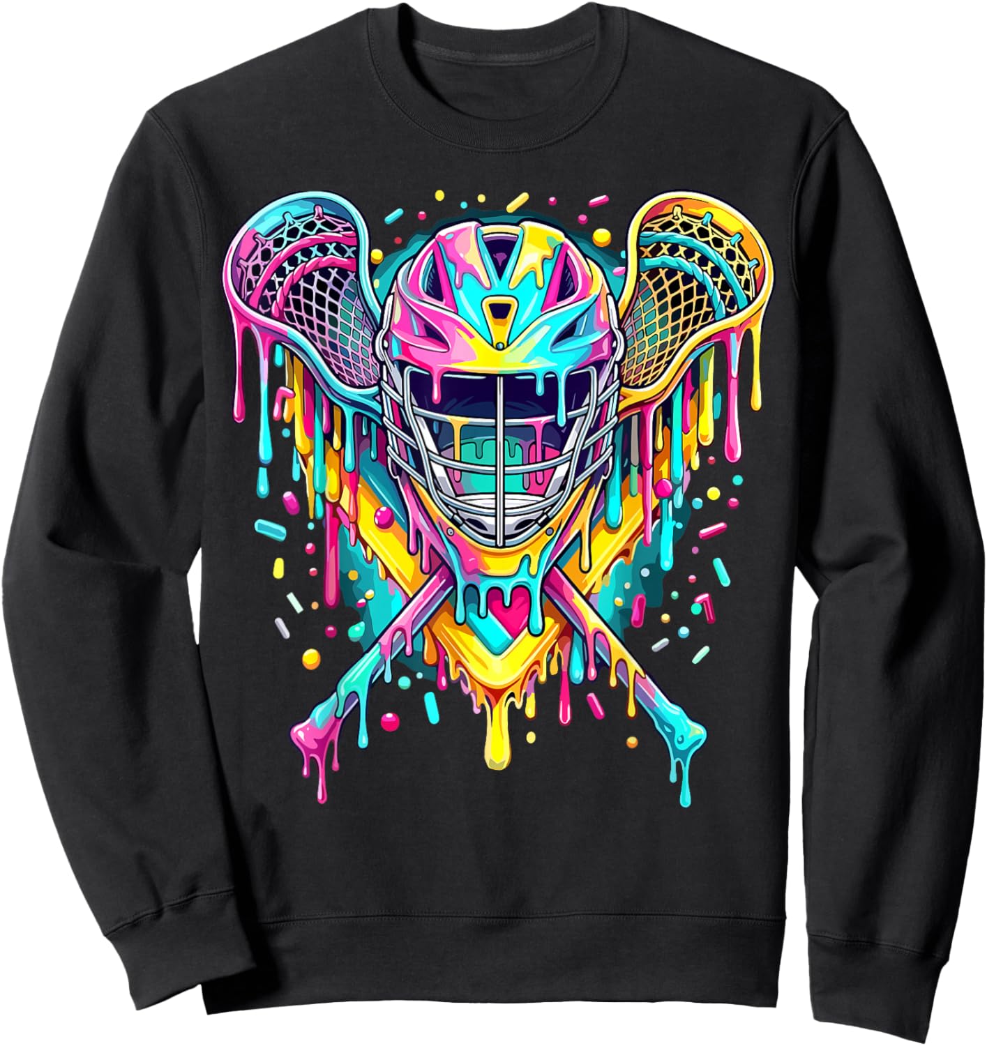 Lacrosse Drip Ice Cream Lax Helmet Sticks Sweatshirt - Sweatshirt | Black