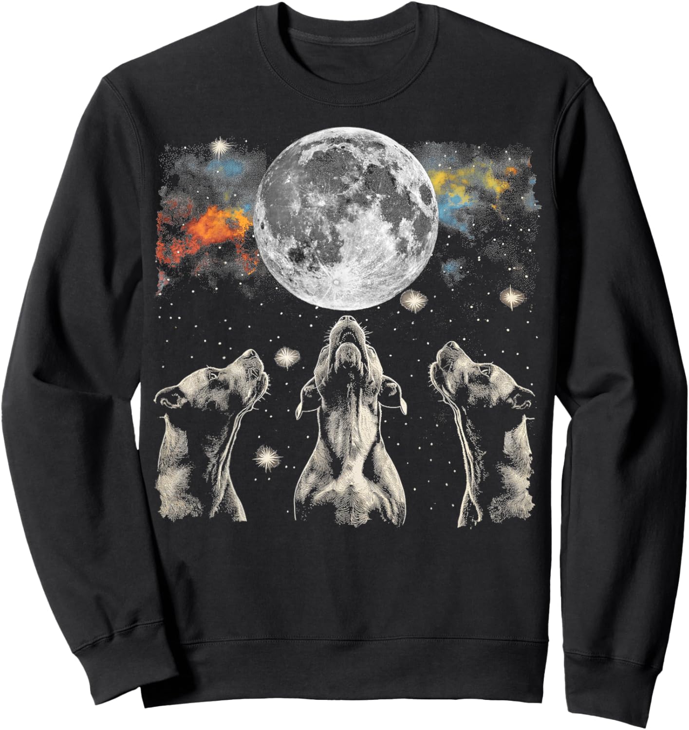 Staffordshire Bull Terrier Dog Howling Moon Sweatshirt - Sweatshirt | Black