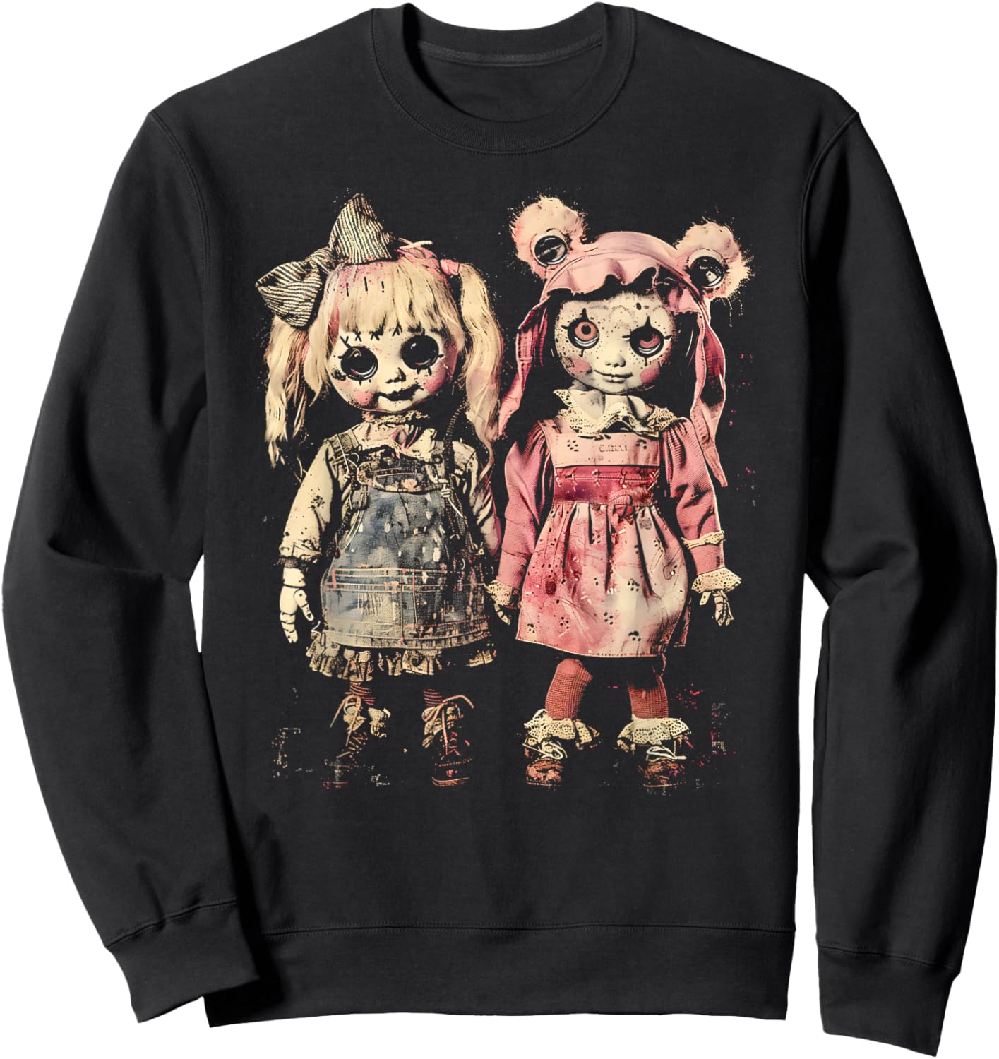 Creepy Doll Haunted Toy Horror Pastel Goth Alt Scary Dolls Sweatshirt - Sweatshirt | Black