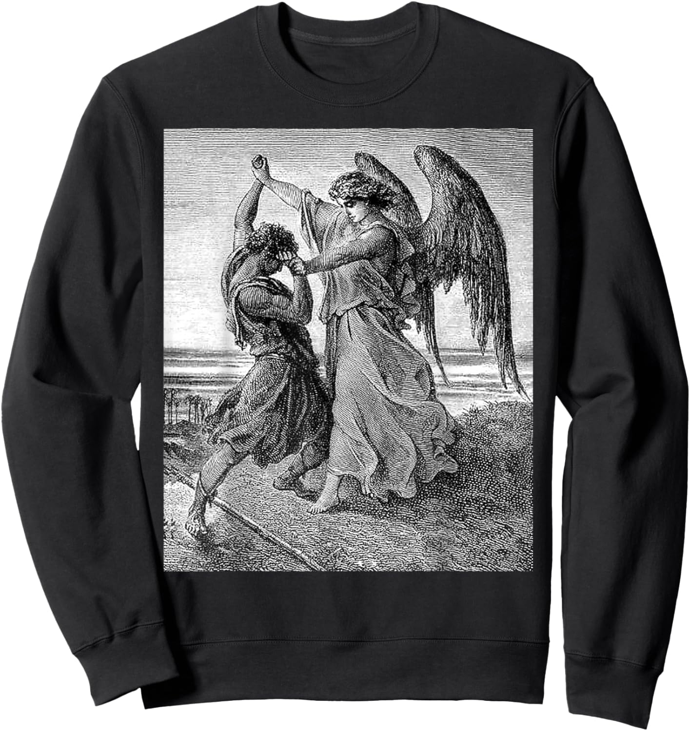 Gustave Dore Jacob Wrestling with the Angel 1855 Sweatshirt - Sweatshirt | Black