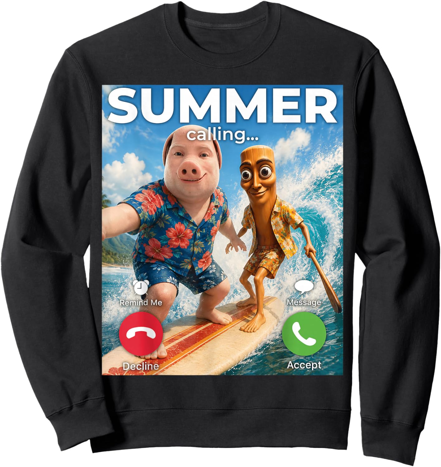 2026 Summer Vacation Bros Selfie John Pork Tung Sahur Trip Sweatshirt - Sweatshirt | Black