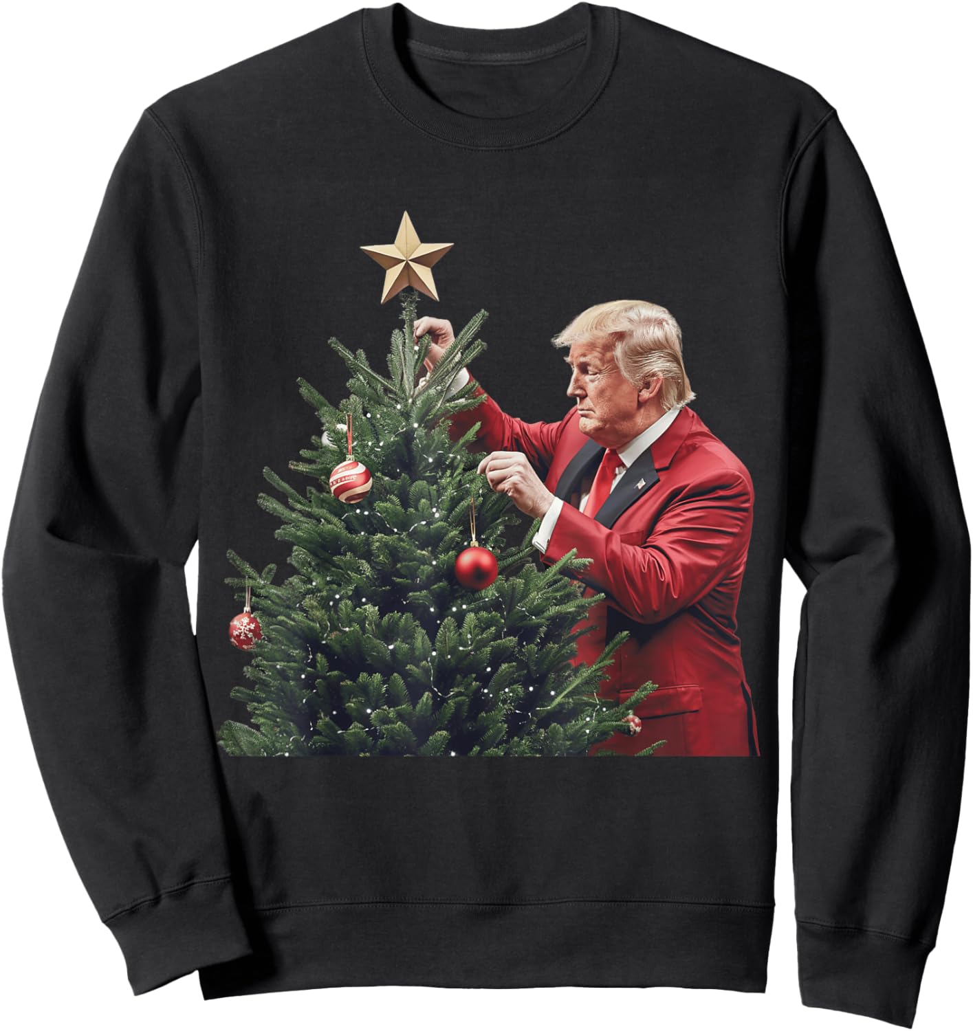 Donald Trump Traditional Christmas Tree Xmas USA President Sweatshirt - Sweatshirt | Black