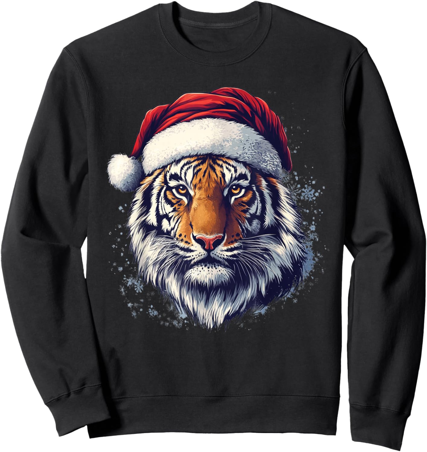 Tiger Santa Hat Funny Zookeeper Tiger Lover Christmas Pajama Sweatshirt - Sweatshirt | Black