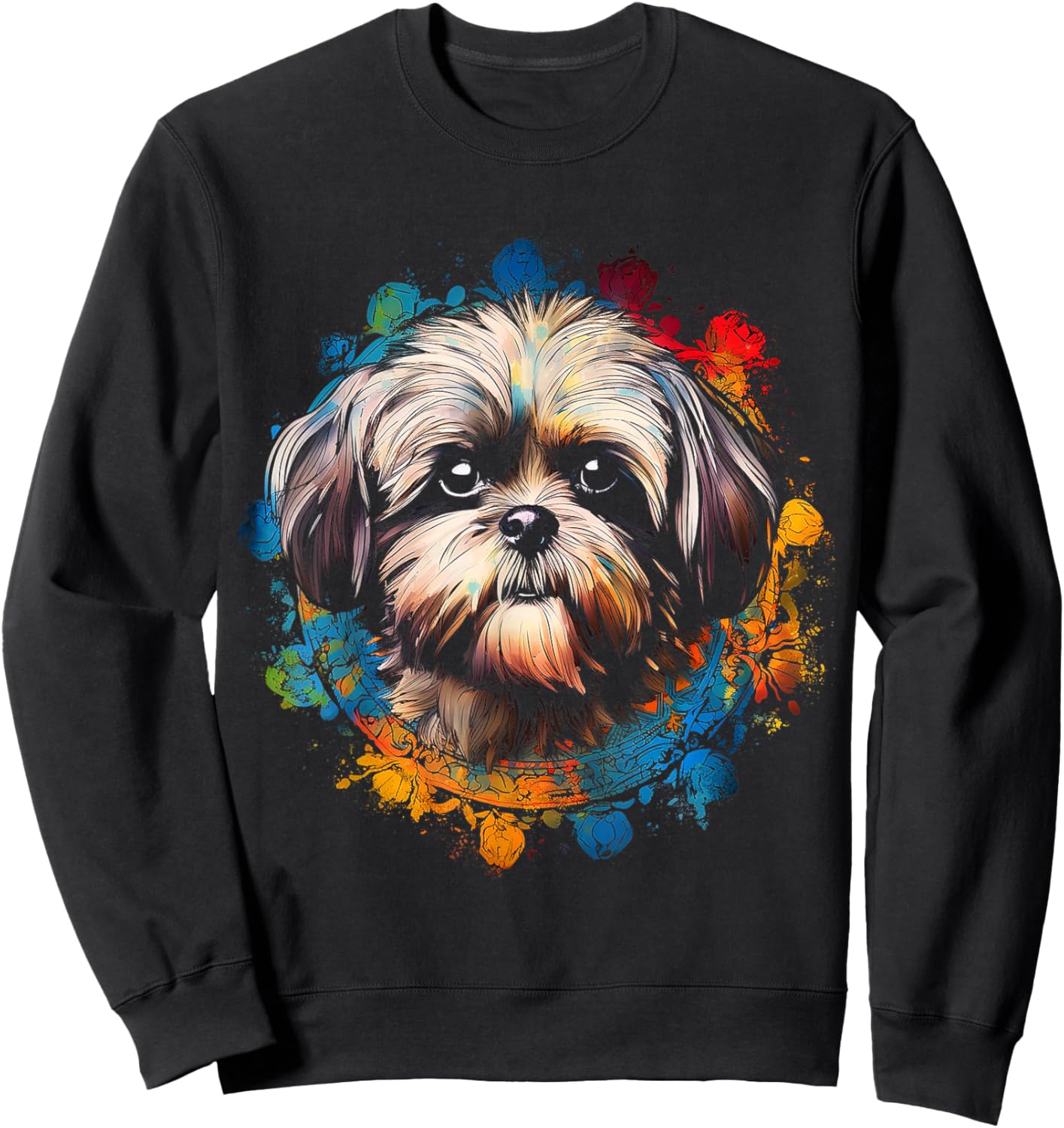 Shih Tzu Graphic Pet Art Dog Shih Tzu Sweatshirt - Sweatshirt | Black