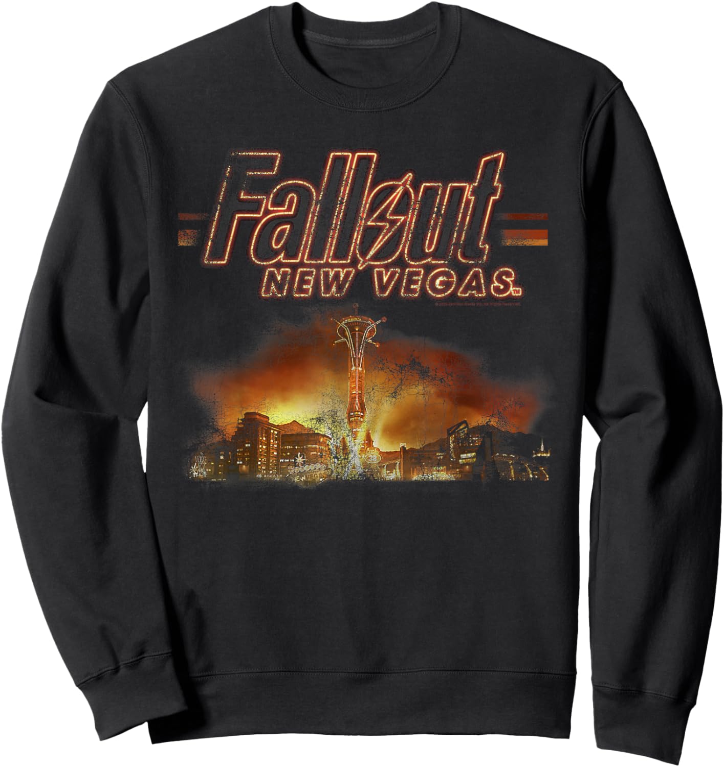 Fallout Video Game New Vegas Skyline Retro Souvenir Design Sweatshirt - Sweatshirt | Black