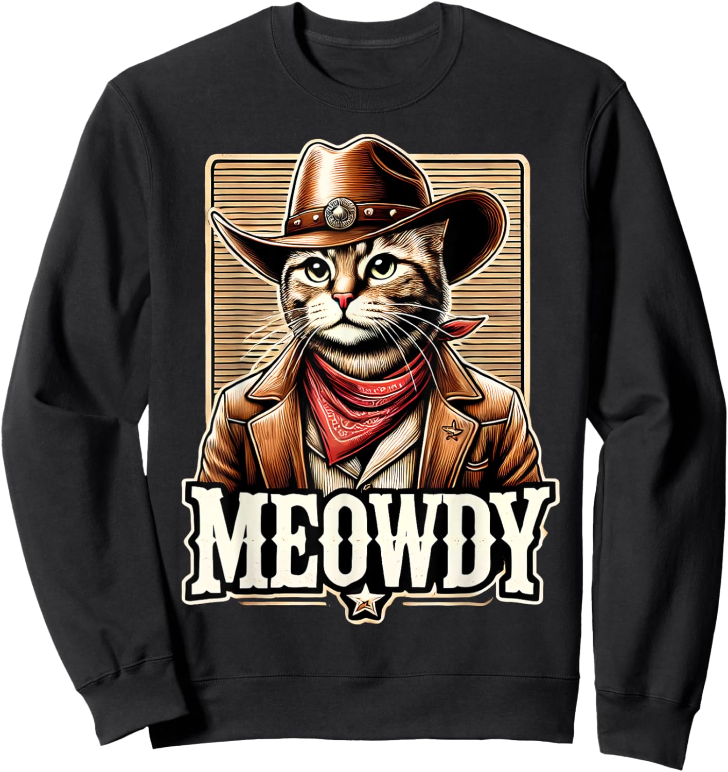 Meowdy Cat Cowboy Cowgirl Meow Howdy Halloween Costume Sweatshirt - Sweatshirt | Black