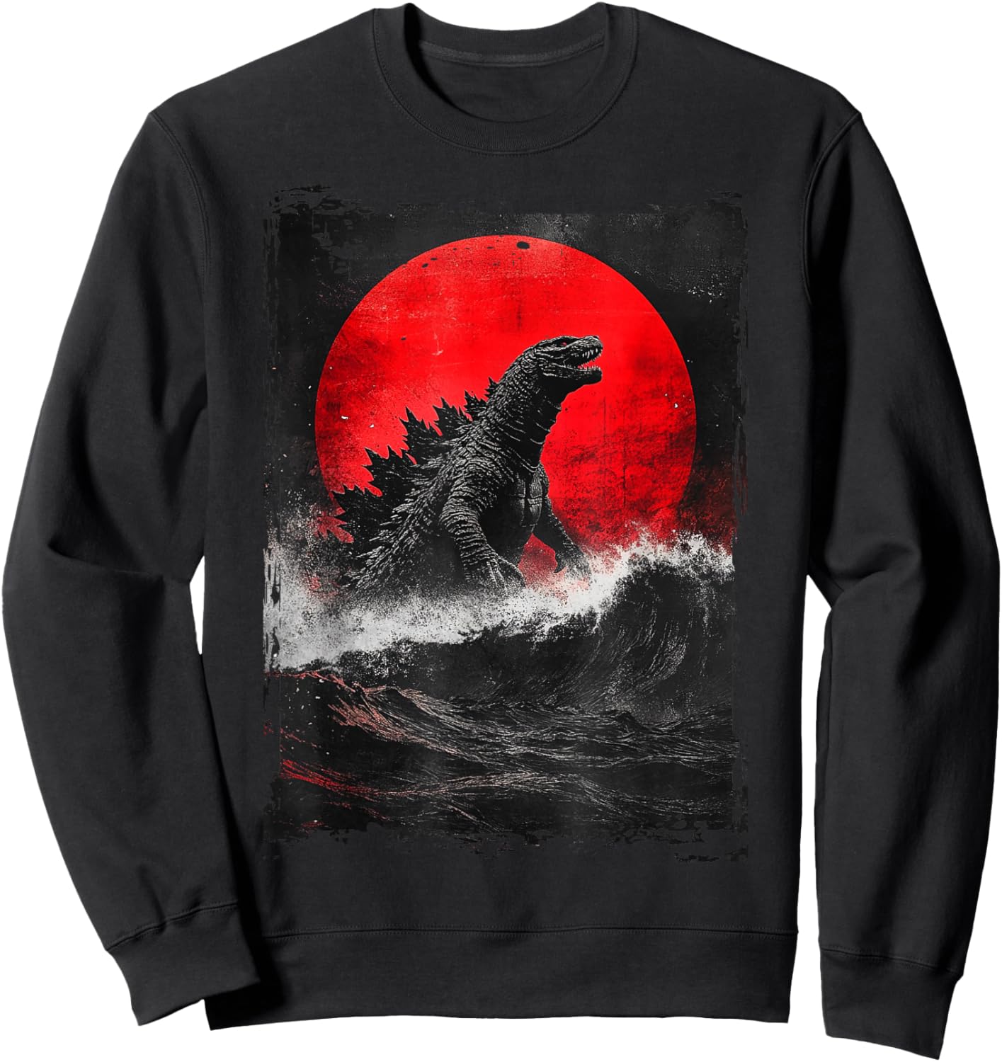 Japanese Kaiju Art : -Adults, Kids; Black; Small; Short Sleeve; Cotton, Polyester; Unique Kaiju Design Sweatshirt - Sweatshirt | Black