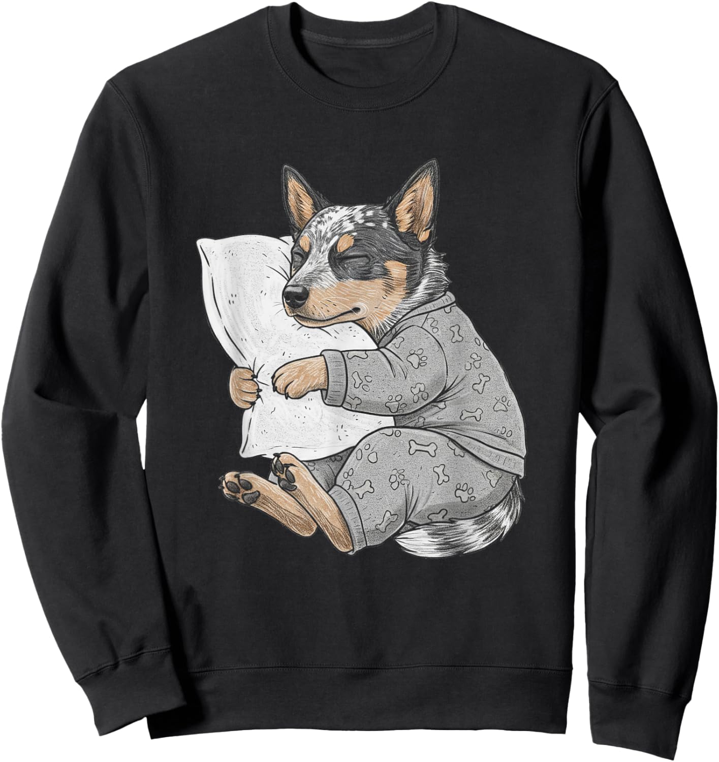 Funny Sleepy Australian Cattle Dog Pajama Men Women Kids Sweatshirt - Sweatshirt | Black