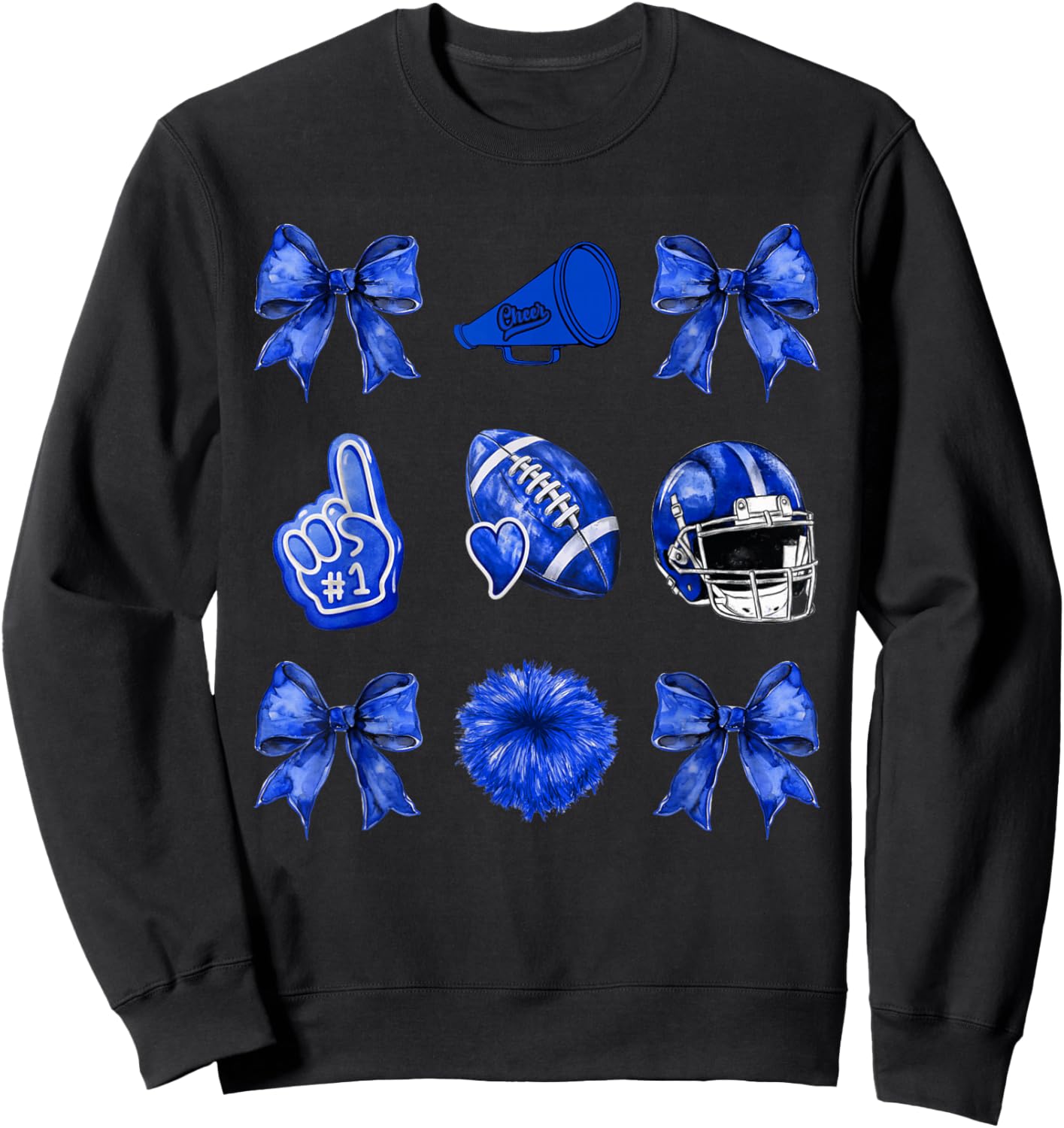Cute Coquette Bow Game Day American Football Player Coaches Sweatshirt - Sweatshirt | Black