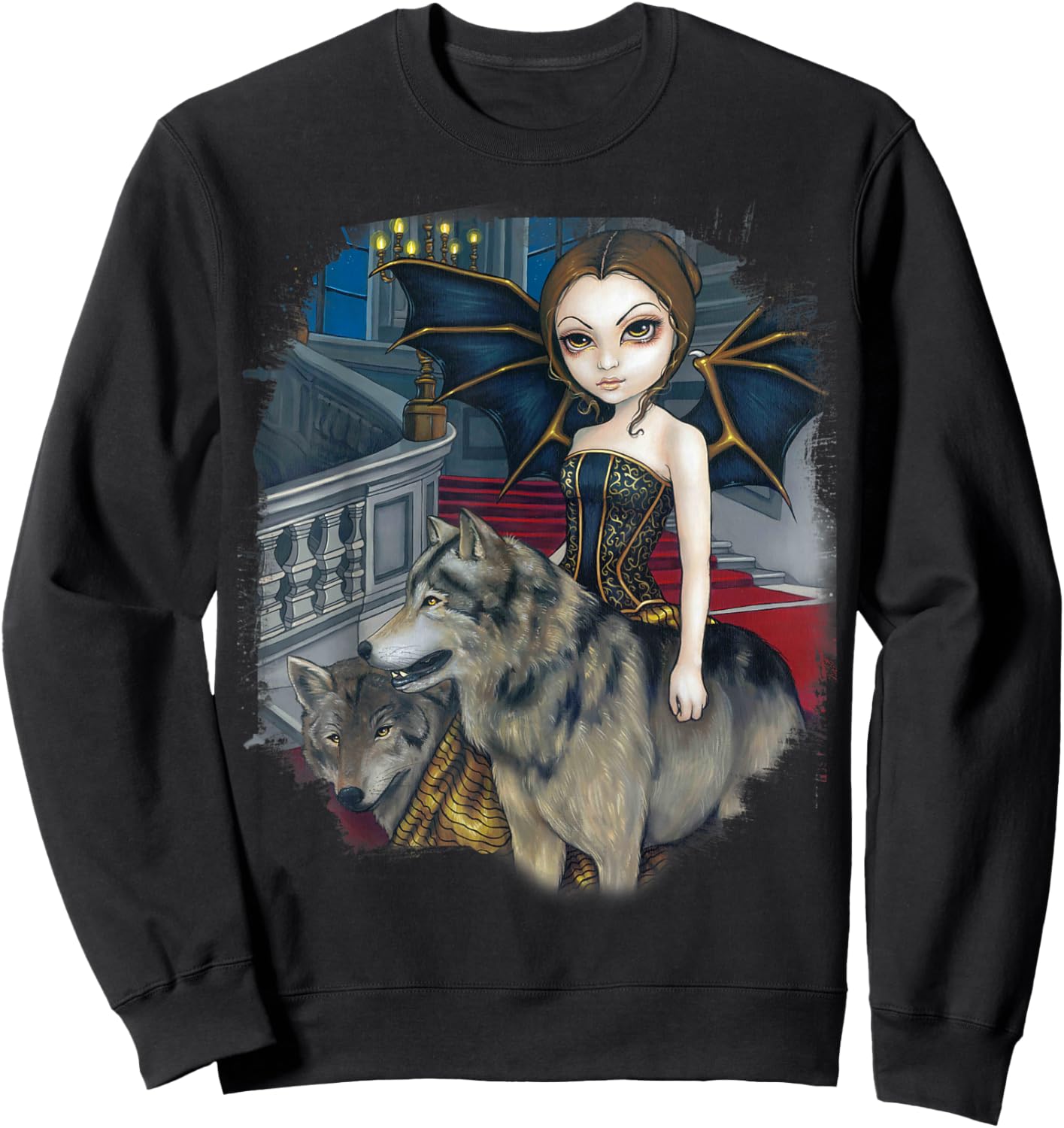 Wolf Manor, Jasmine Becket-Griffith Art Sweatshirt - Sweatshirt | Black