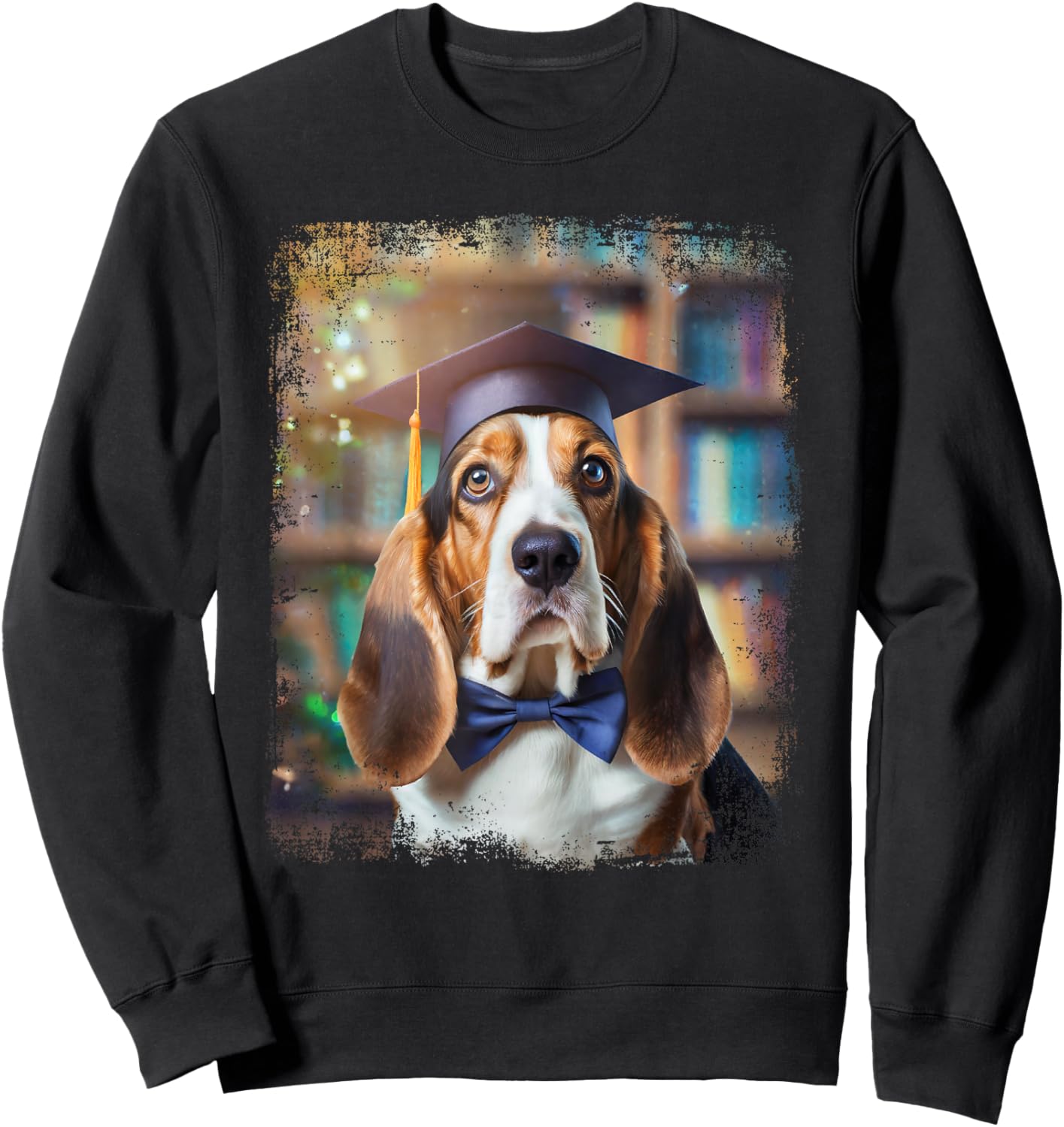 Vintage Graduation Basset Hound Dog Senior High School Gift Women Kids Sweatshirt - Sweatshirt | Black