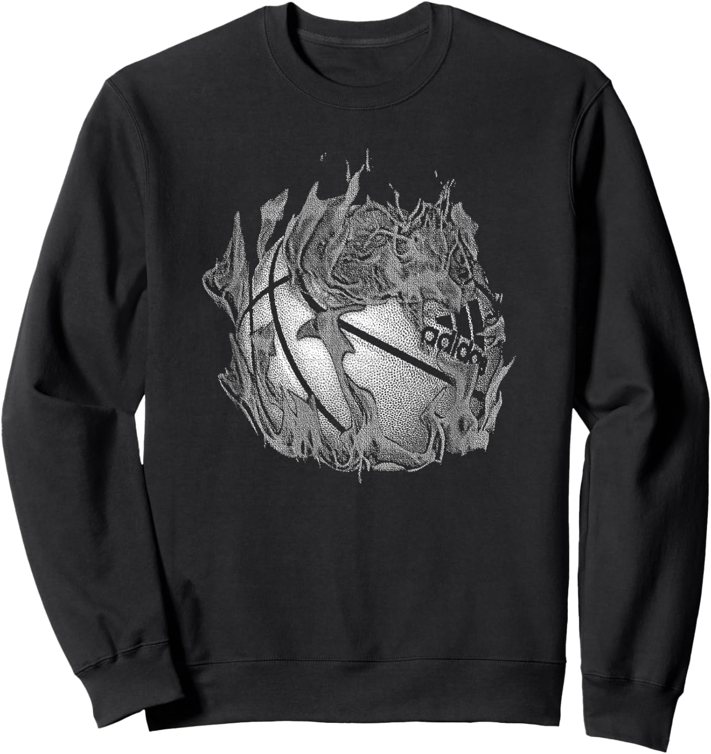 Adidas Badge of Sport Basketball On Fire Graphic Sweatshirt - Sweatshirt | Black