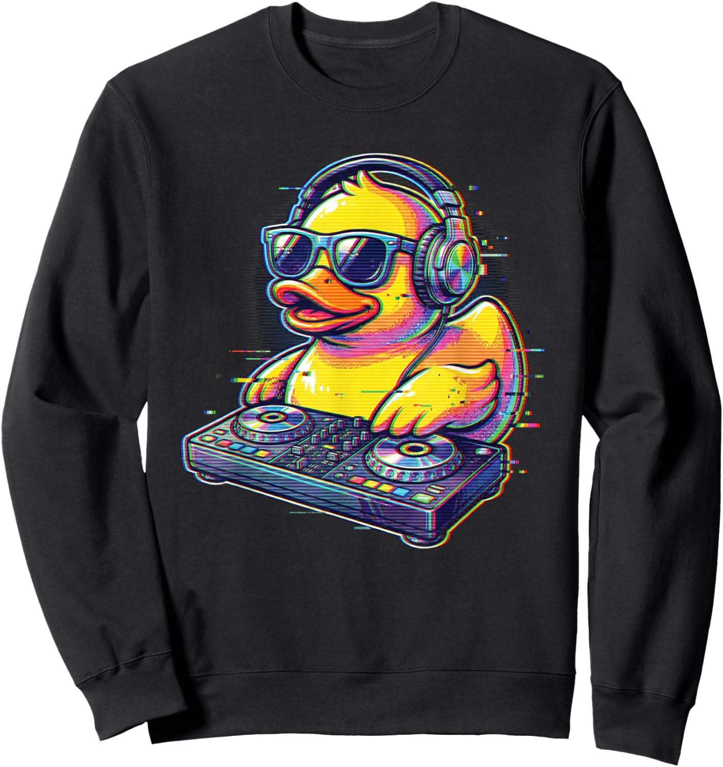 Funny Rubber Duckie Playing Music DJ Rubber Duck Sweatshirt - Sweatshirt | Black