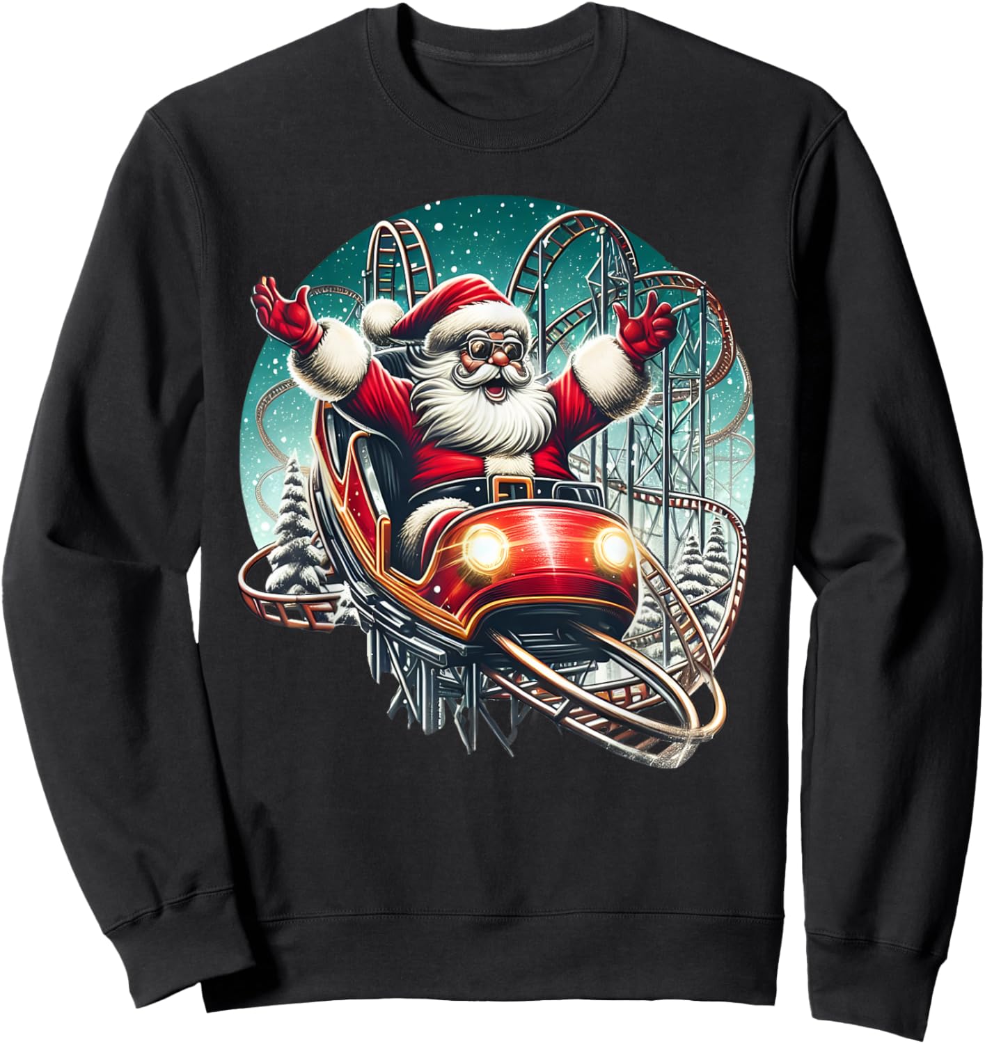 Christmas Santa Riding On Roller Coaster Funny Kids Boys Men Sweatshirt - Sweatshirt | Black