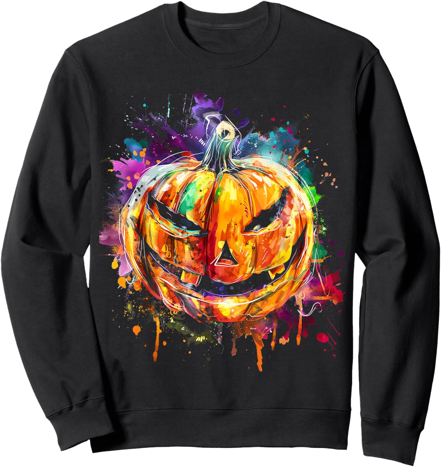 Pumpkin Costume Halloween Spooky Art Pumpkin Sweatshirt - Sweatshirt | Black