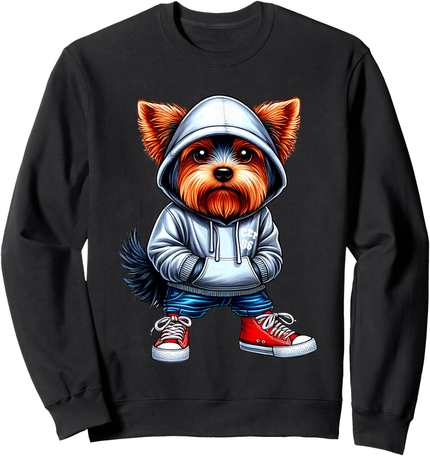 Thug Dog Yorkshire Terrier Gangster Yorkie Dog Lovers Design Men Women Sweatshirt - Sweatshirt | Black