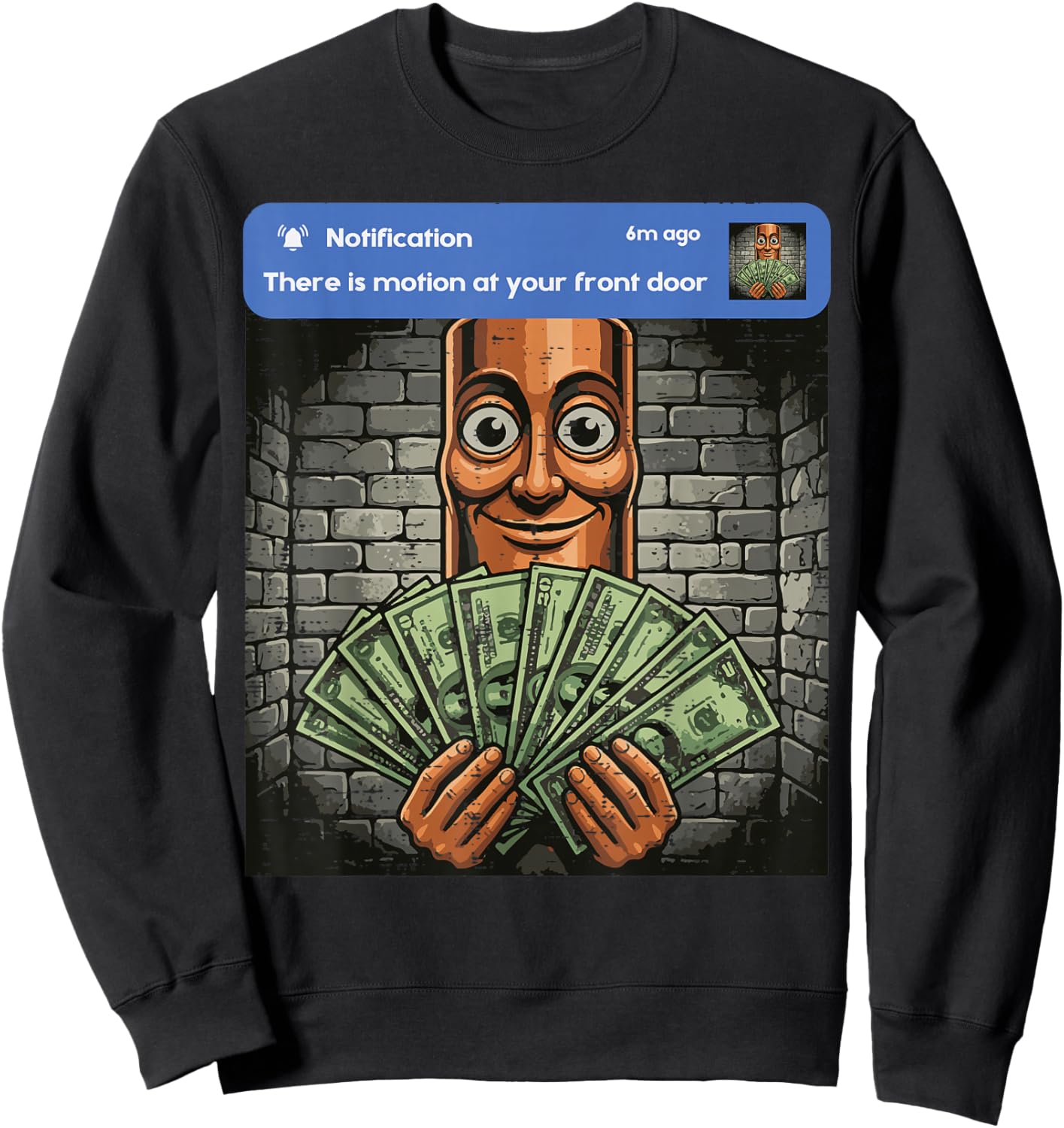 Tung Tung Sahur There is Motion Front Door Meme Boys Kids Sweatshirt - Sweatshirt | Black