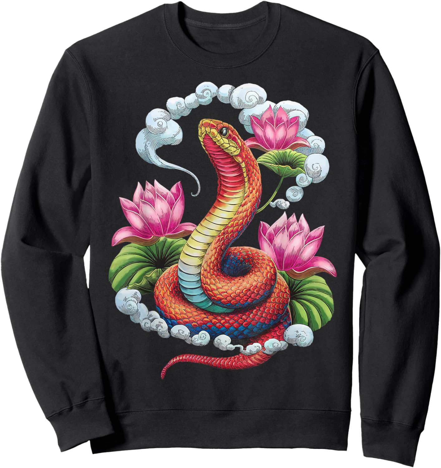 Year Of The Snake 2025 Cool Snake Graphic Art Sweatshirt - Sweatshirt | Black