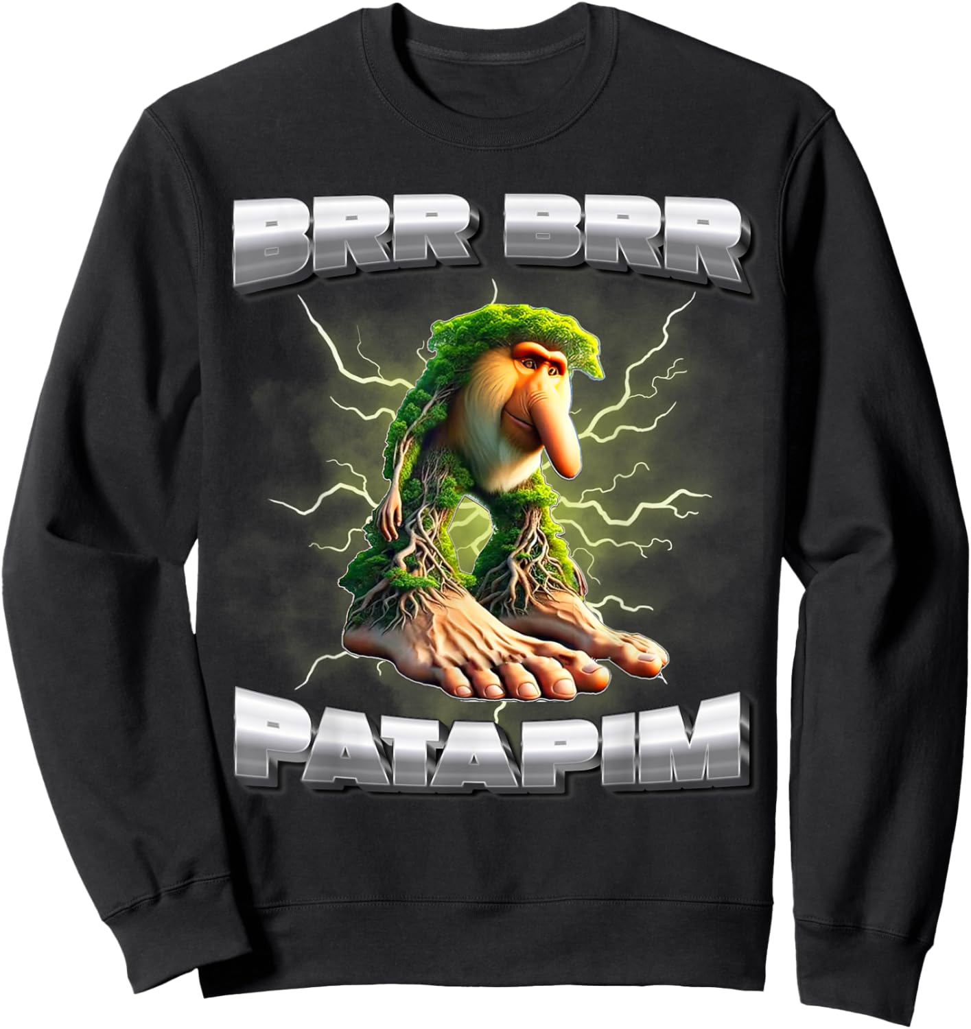 BRR BRR Patapim Italian Brainrot Meme Funny Memes Gen-Z Meme Sweatshirt - Sweatshirt | Black