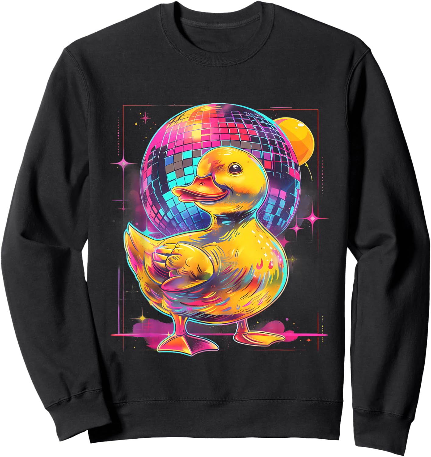 Rubber Duck Disco Music Dancing Rubber Duckie Disco Ball Sweatshirt - Sweatshirt | Black
