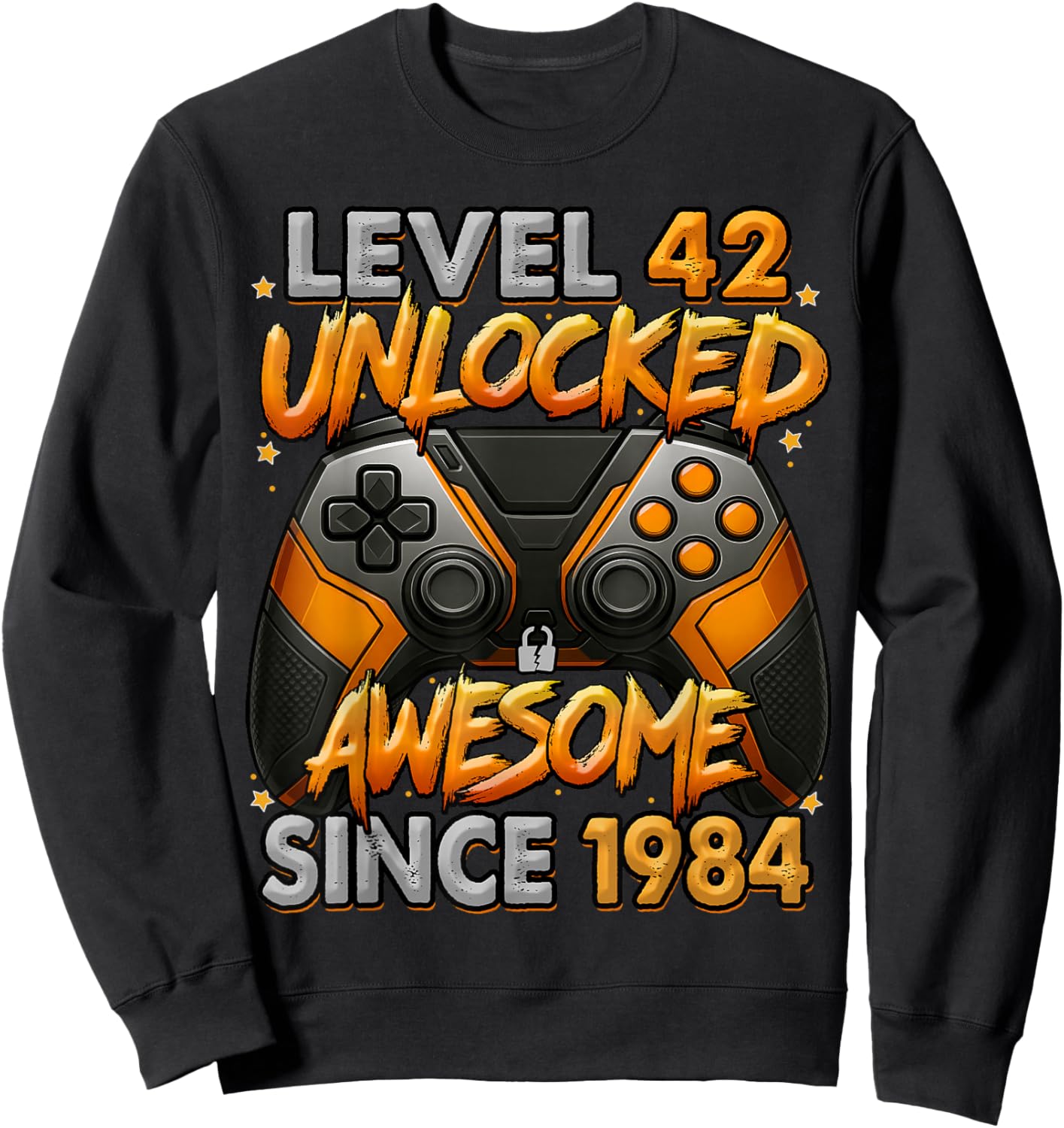 Level 42 Unlocked Awesome Since 1984 42nd Birthday Gaming Sweatshirt - Sweatshirt | Black