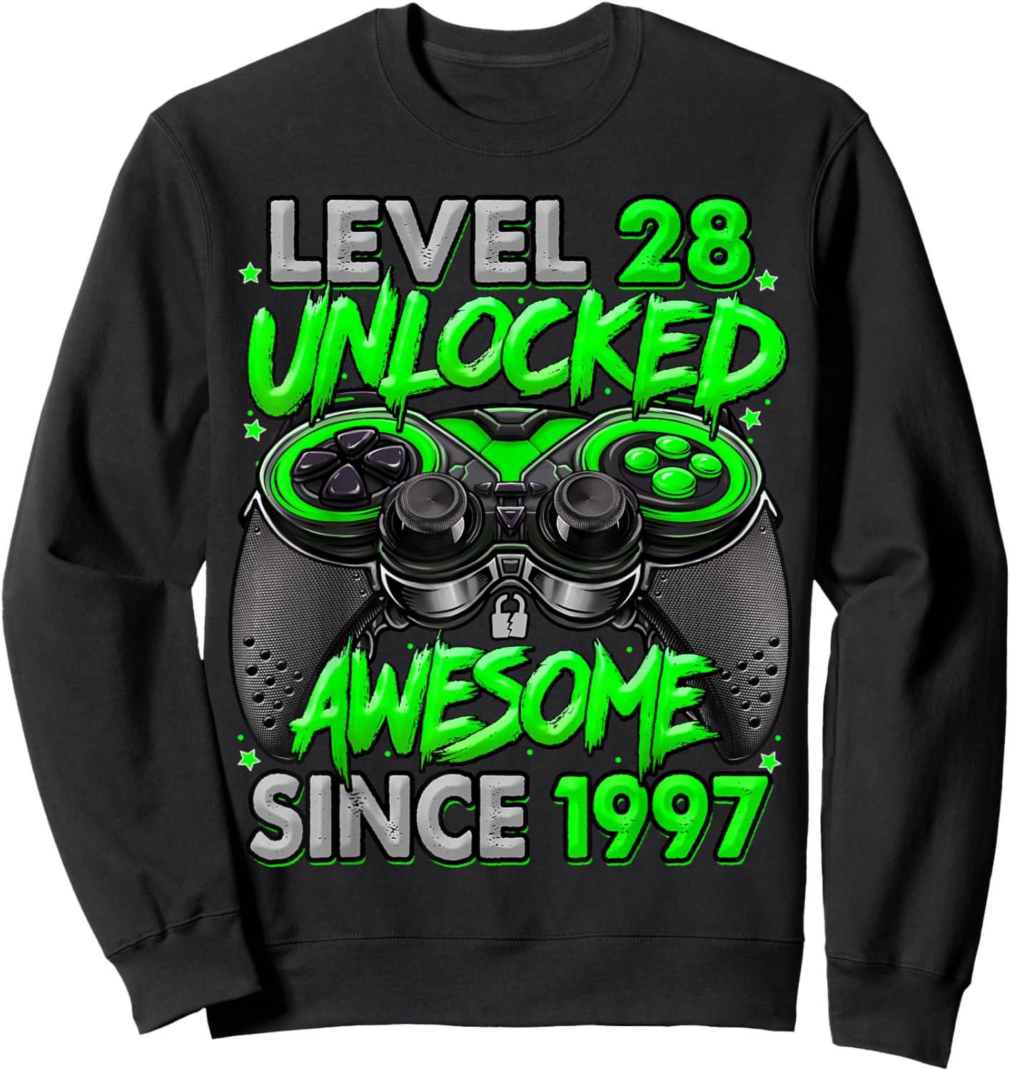 Level 28 Unlocked Awesome Since 1997 28th Birthday Gaming Sweatshirt - Sweatshirt | Black